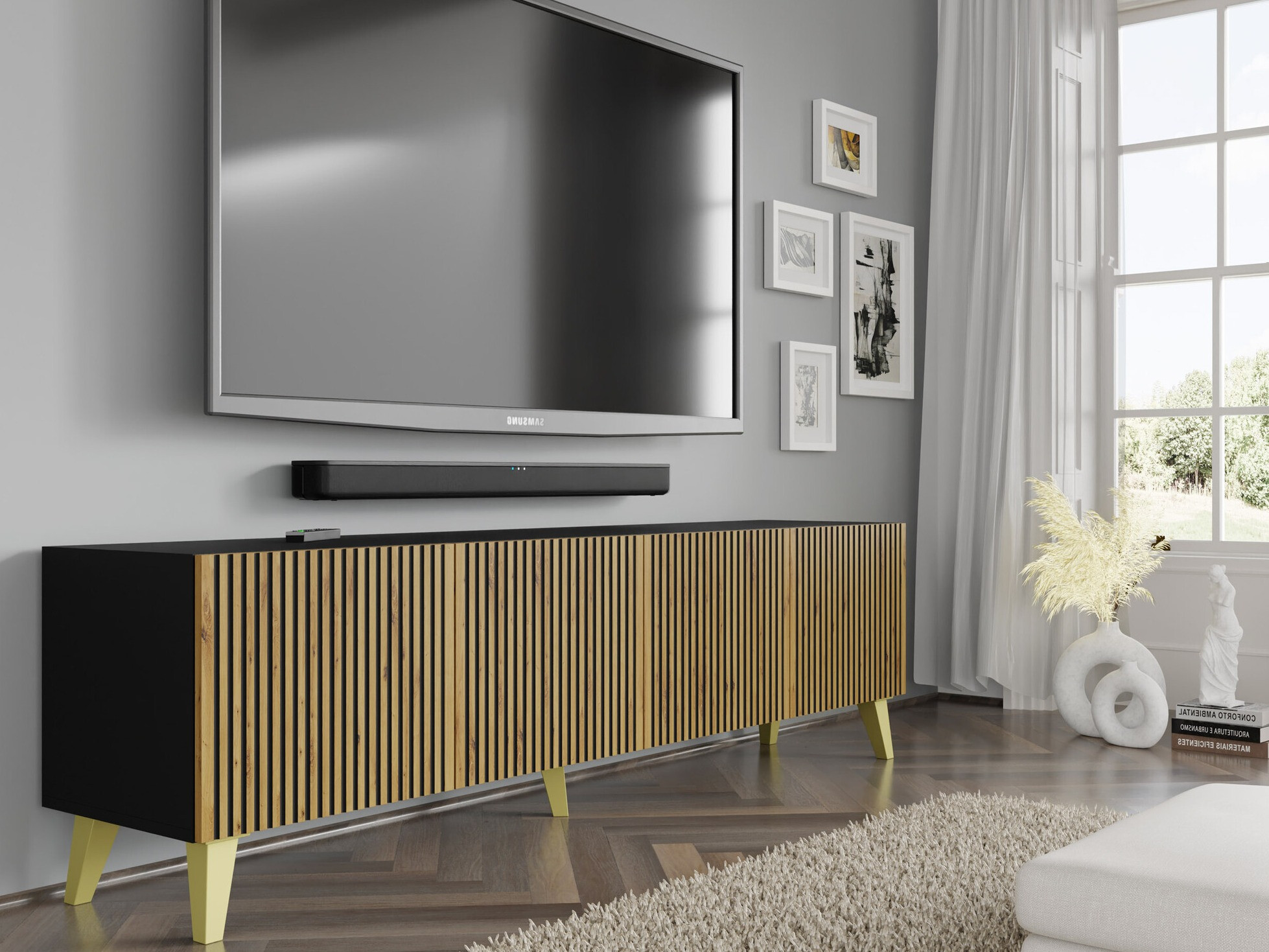 TV stol Buffalo 152 (Hrast Artisan + Crna)