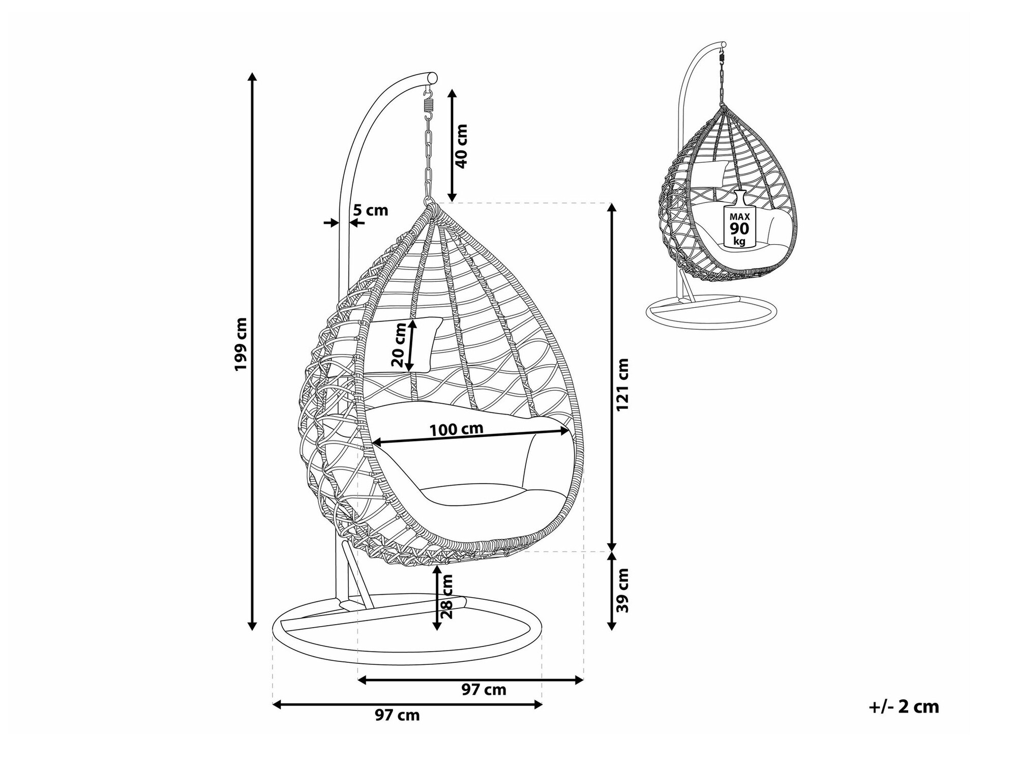 Viseća stolica Berwyn 1859 (Siva)