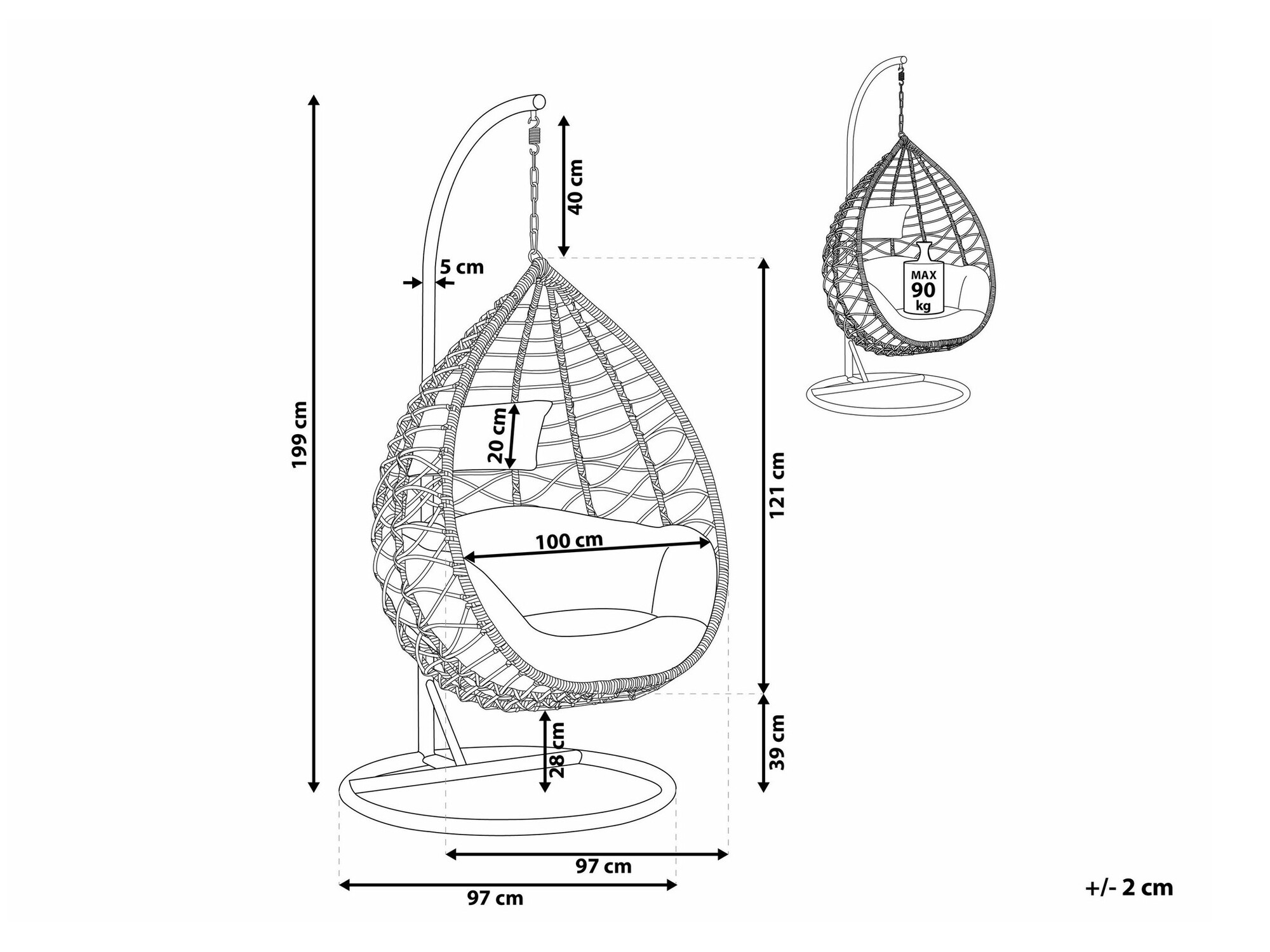 Viseća stolica Berwyn 1859 (Svijetlo smeđa)