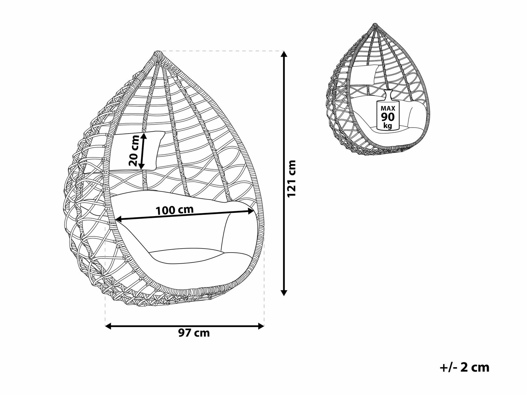 Viseća stolica Berwyn 1865 (Svijetlo smeđa)