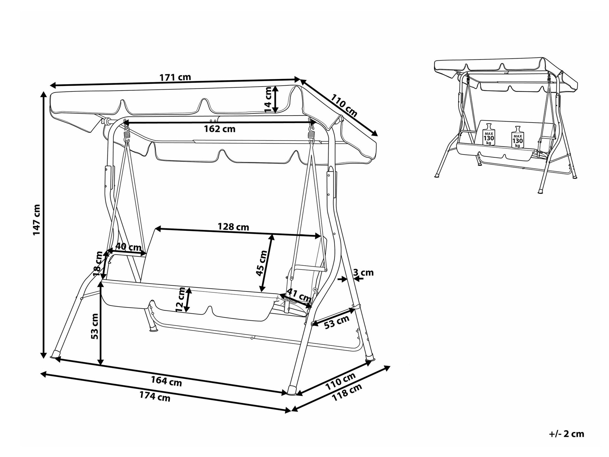Vrtna ljuljačka Berwyn 1871 (Bijela + Plava)
