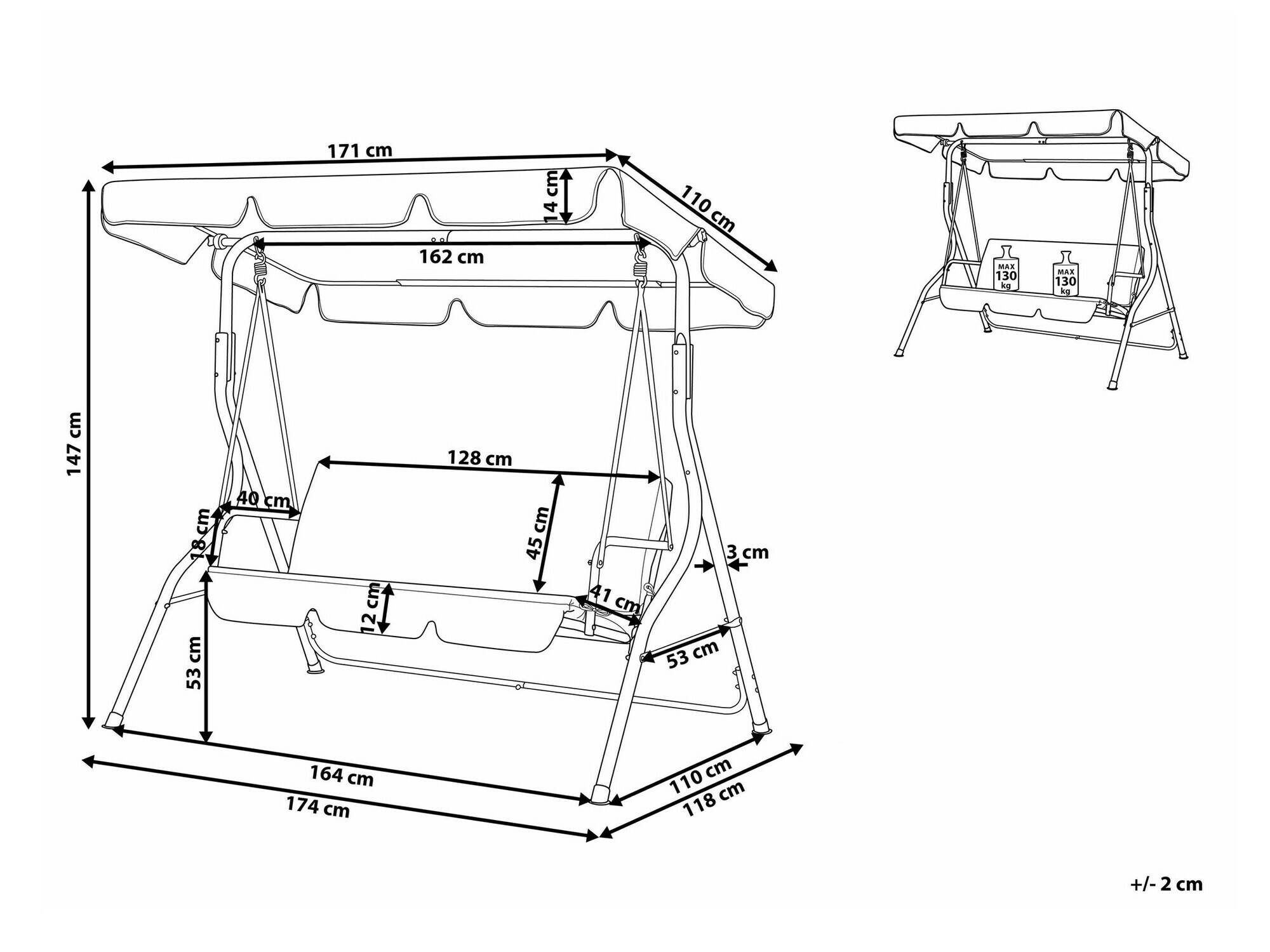 Vrtna ljuljačka Berwyn 1871 (Bijela + Zelena)