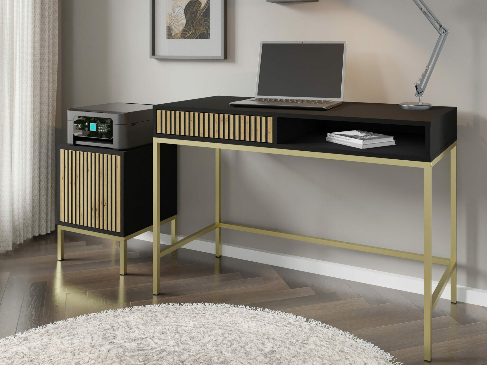 Uredski stol Talsalu 104 (Crna + Hrast Artisan)