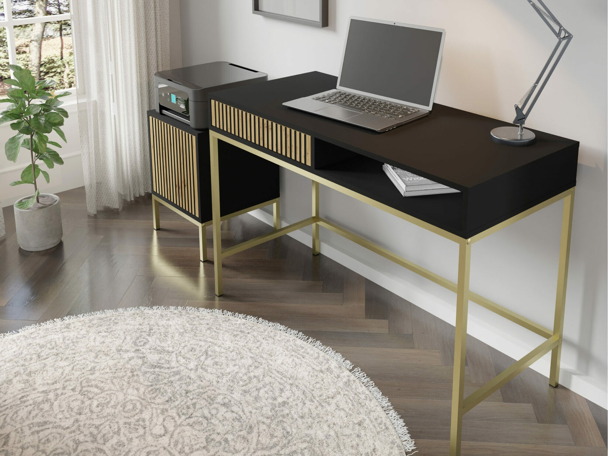 Uredski stol Talsalu 104 (Crna + Hrast Artisan)