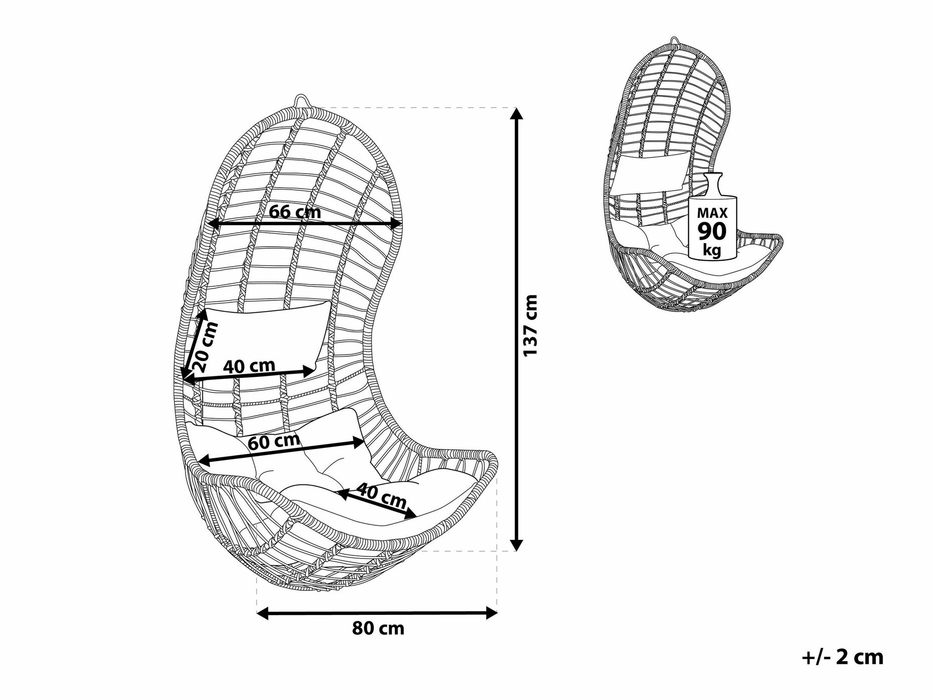 Viseća stolica Berwyn 1875 (Svijetlo smeđa)