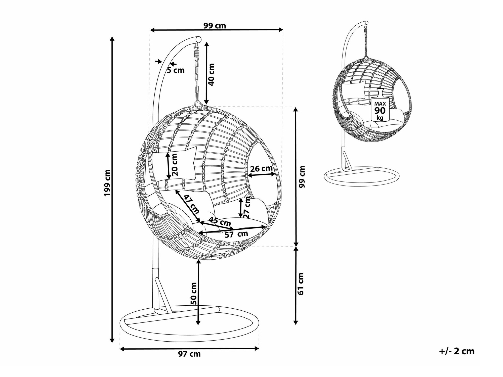 Viseća stolica Berwyn 1876 (Svijetlo smeđa)