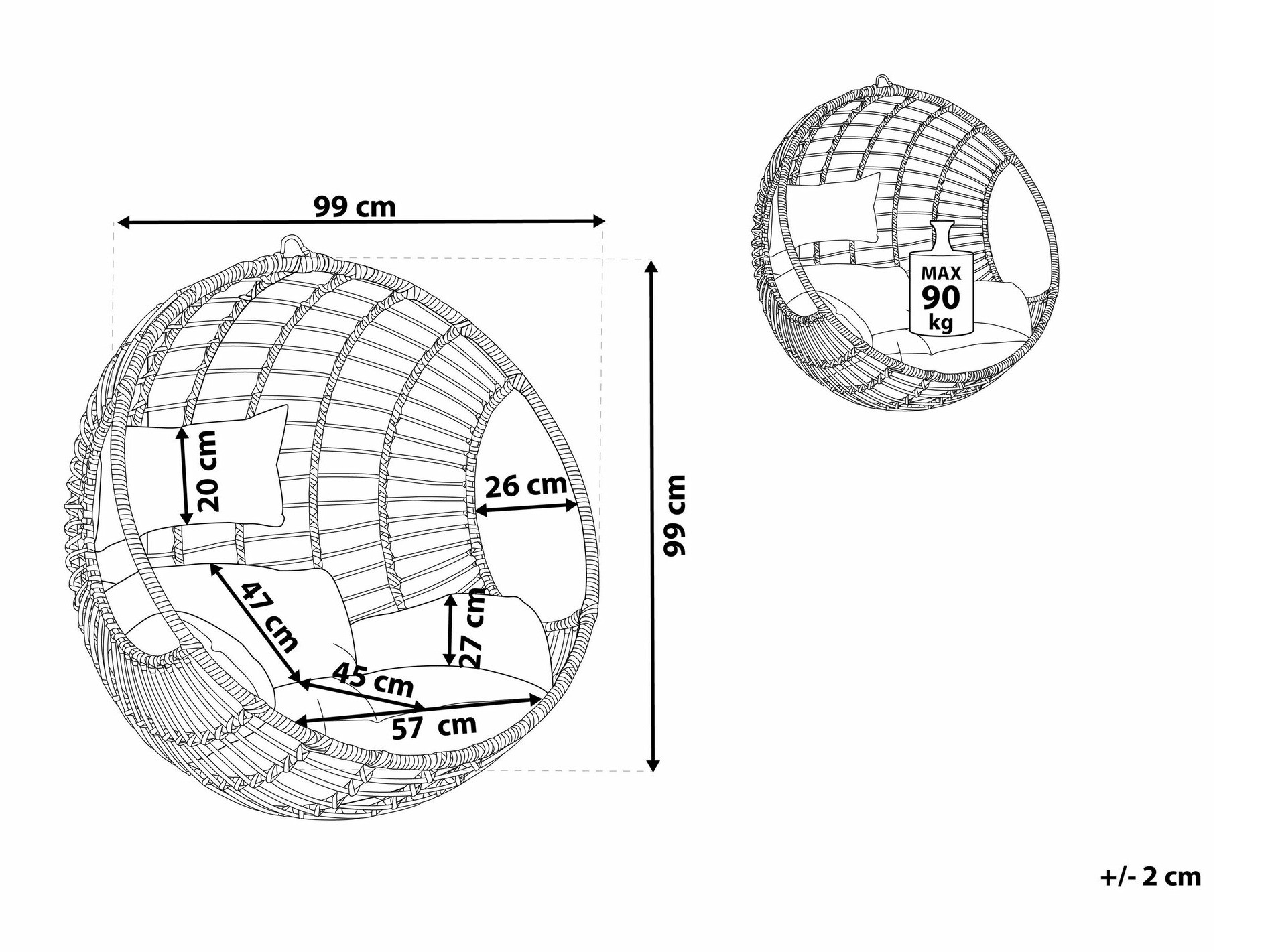 Viseća stolica Berwyn 1879 (Siva)