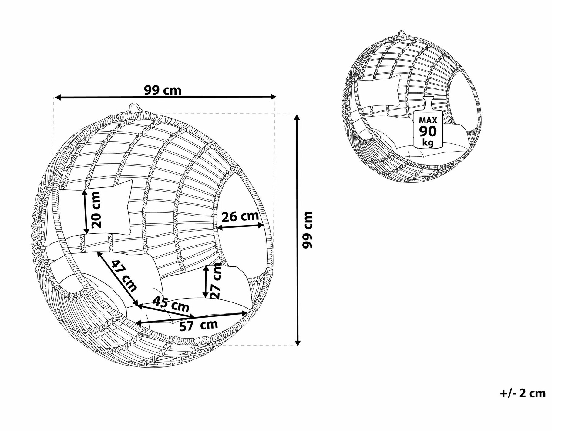 Viseća stolica Berwyn 1879 (Svijetlo smeđa)