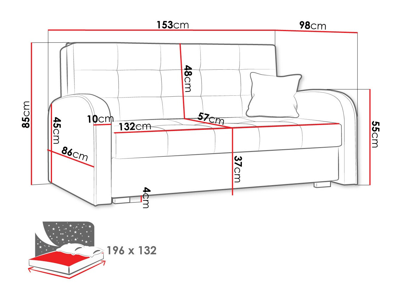 Kauč na razvlačenje Columbus 116 (Aragon 90)