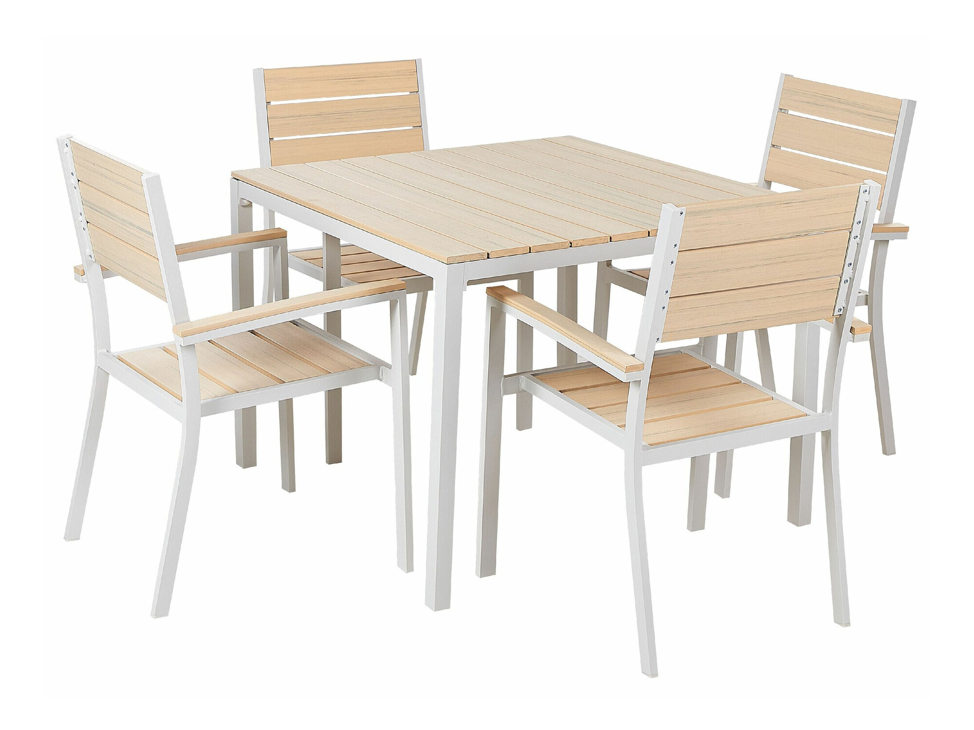 Set stola i stolica Berwyn 1912 (Bijela + Svijetlo drvo)