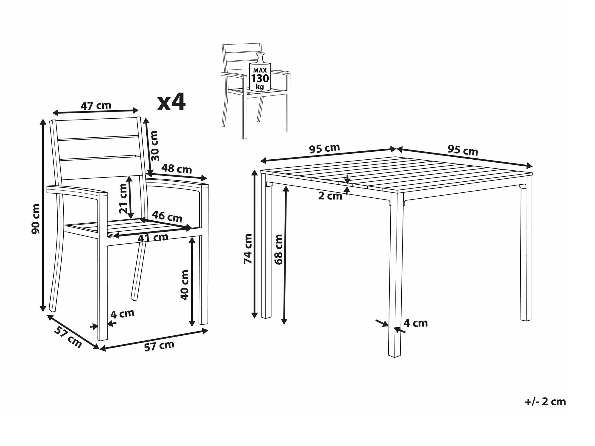 Set stola i stolica Berwyn 1912 (Crna + Siva)