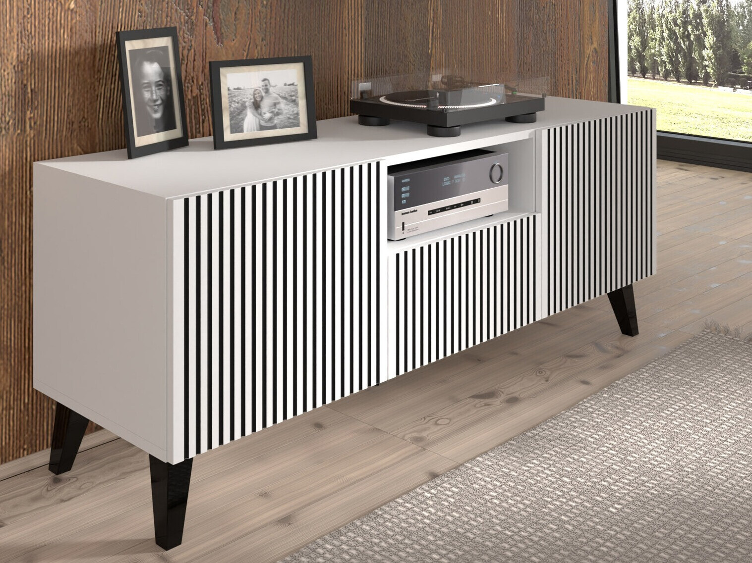 TV stol Buffalo 156 (Bijela + Crna)