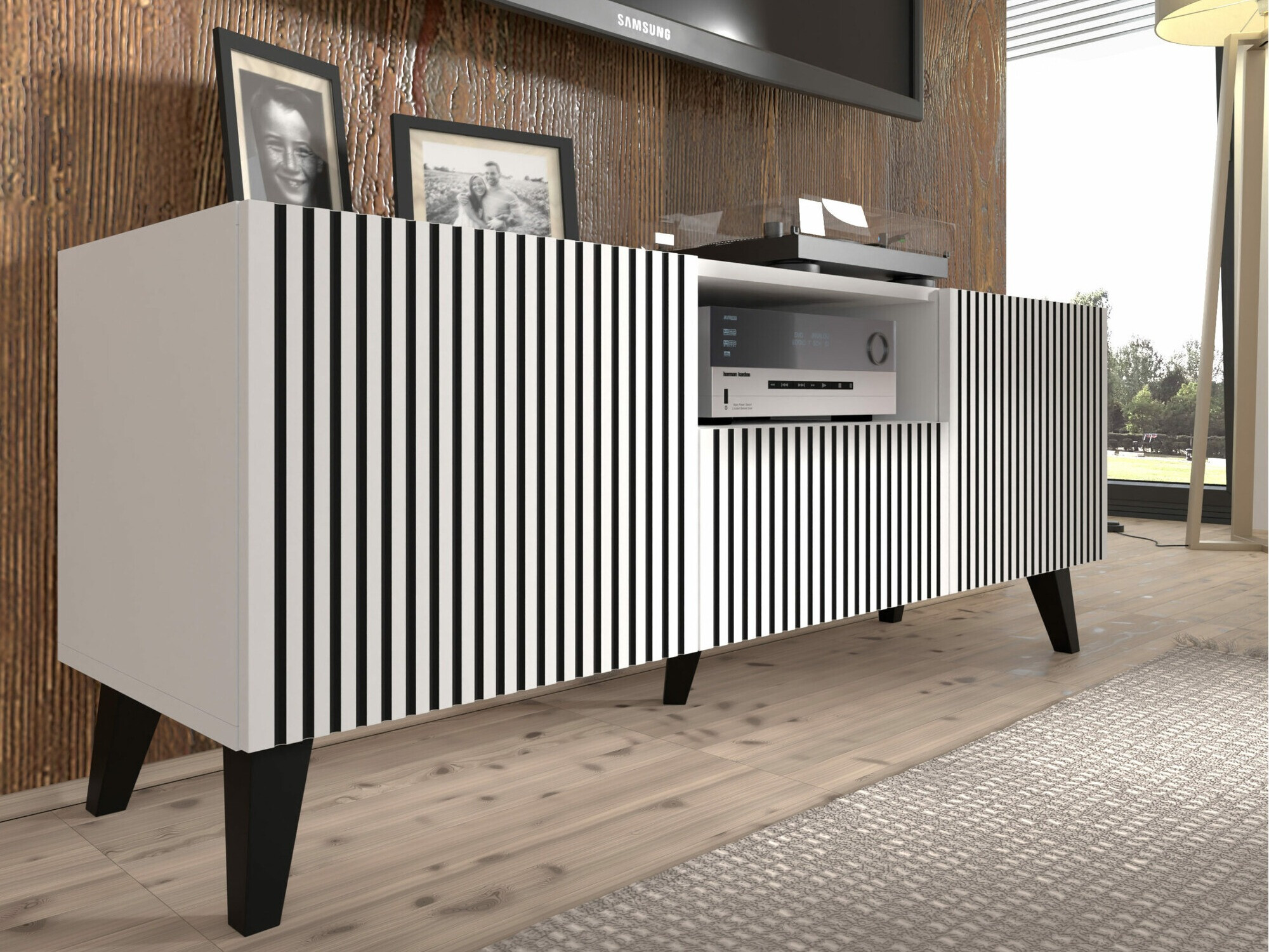 TV stol Buffalo 156 (Bijela + Crna)