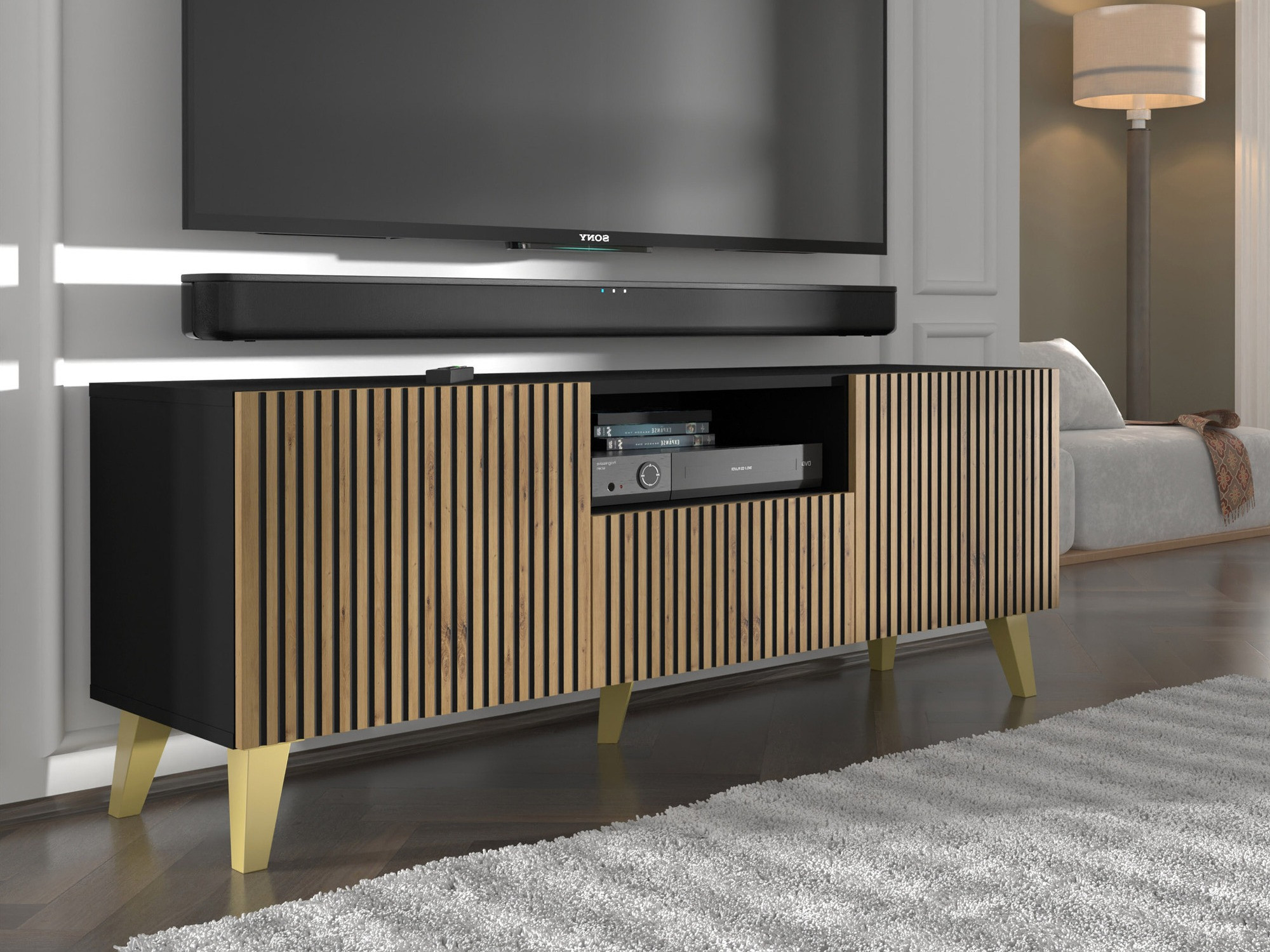 TV stol Buffalo 156 (Crna + Artisan hrast)