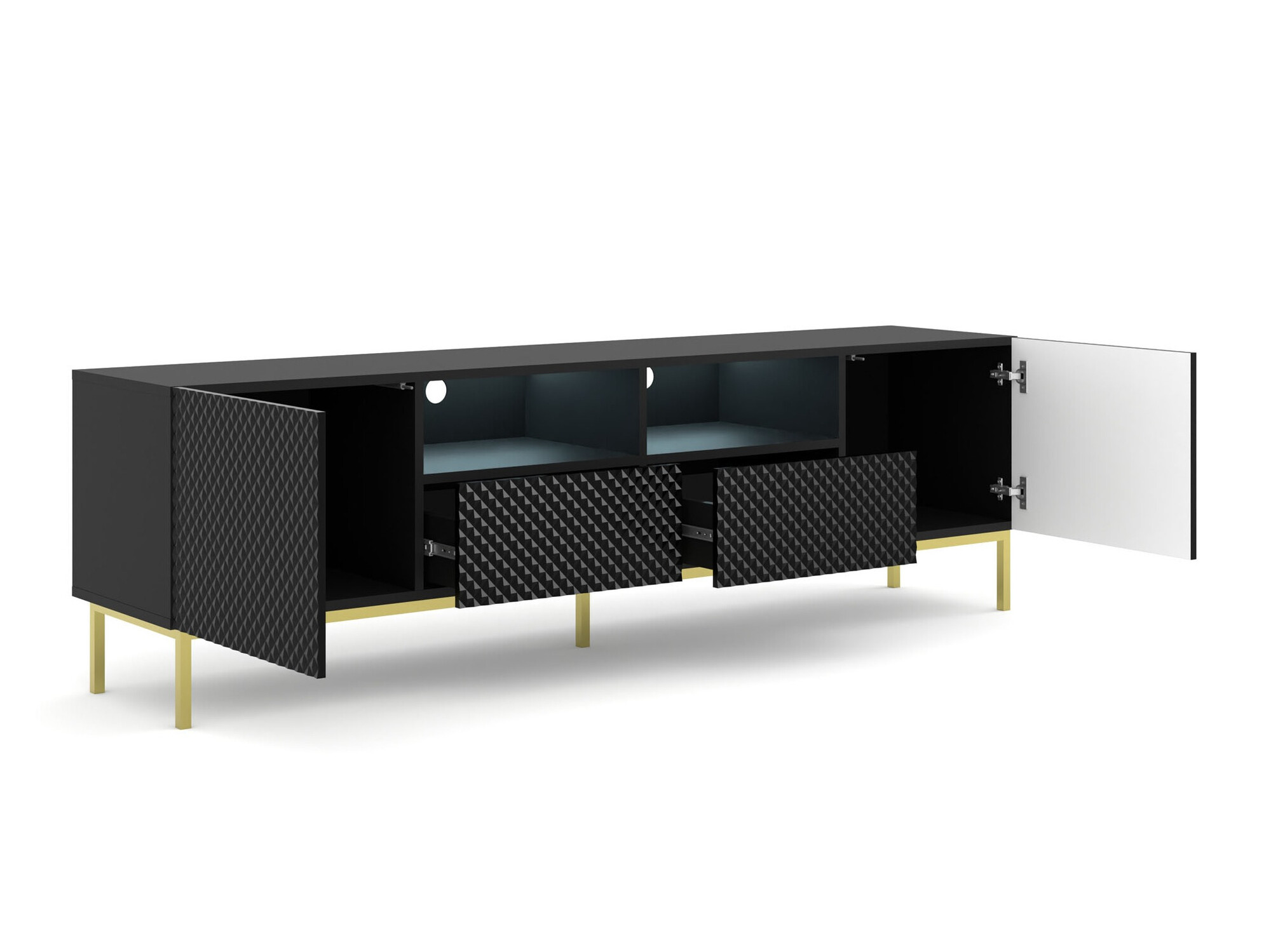 TV stol Buffalo 158 (Crna + Sjajno crna)