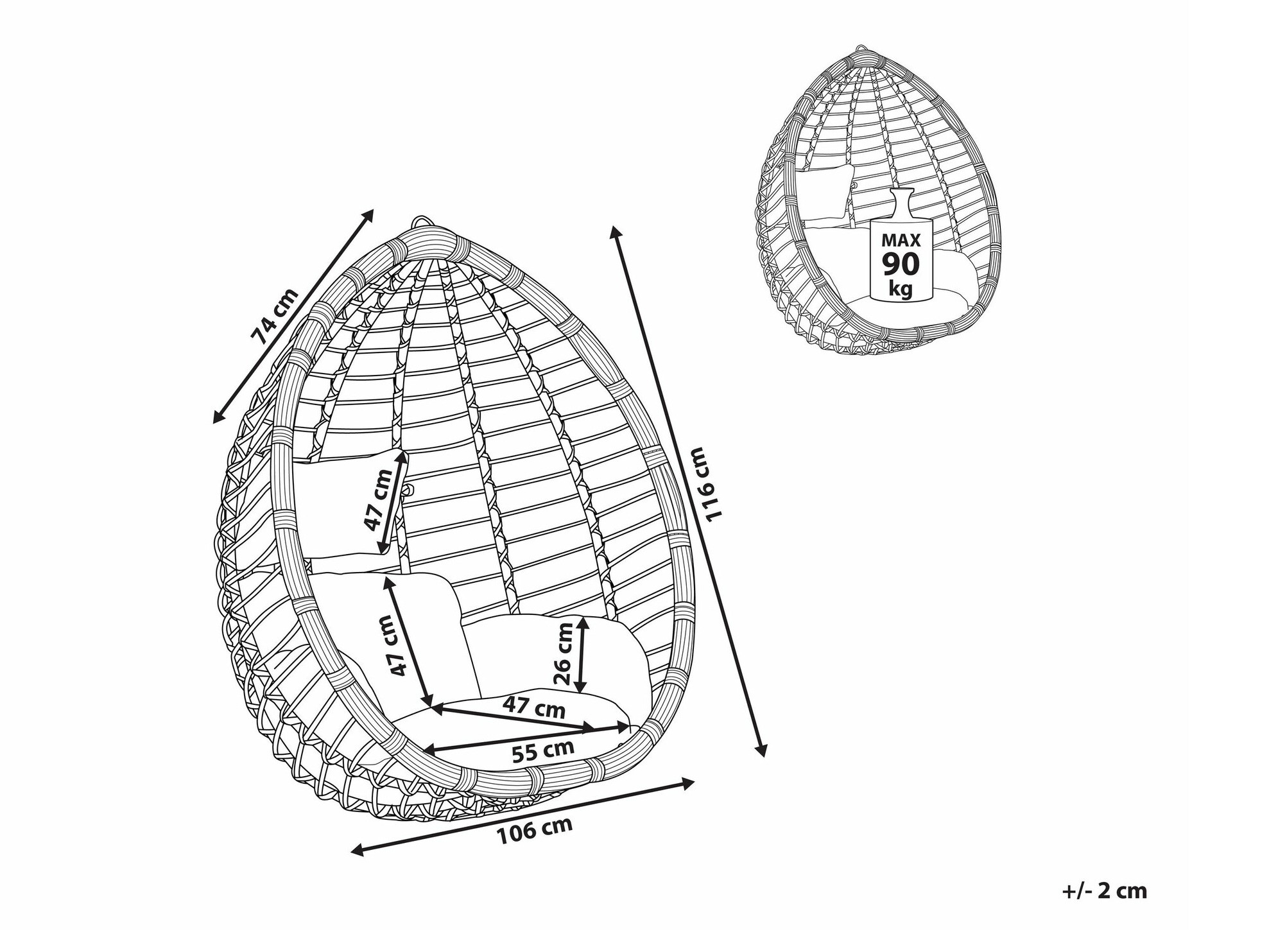 Viseća stolica Berwyn 1913 (Siva)