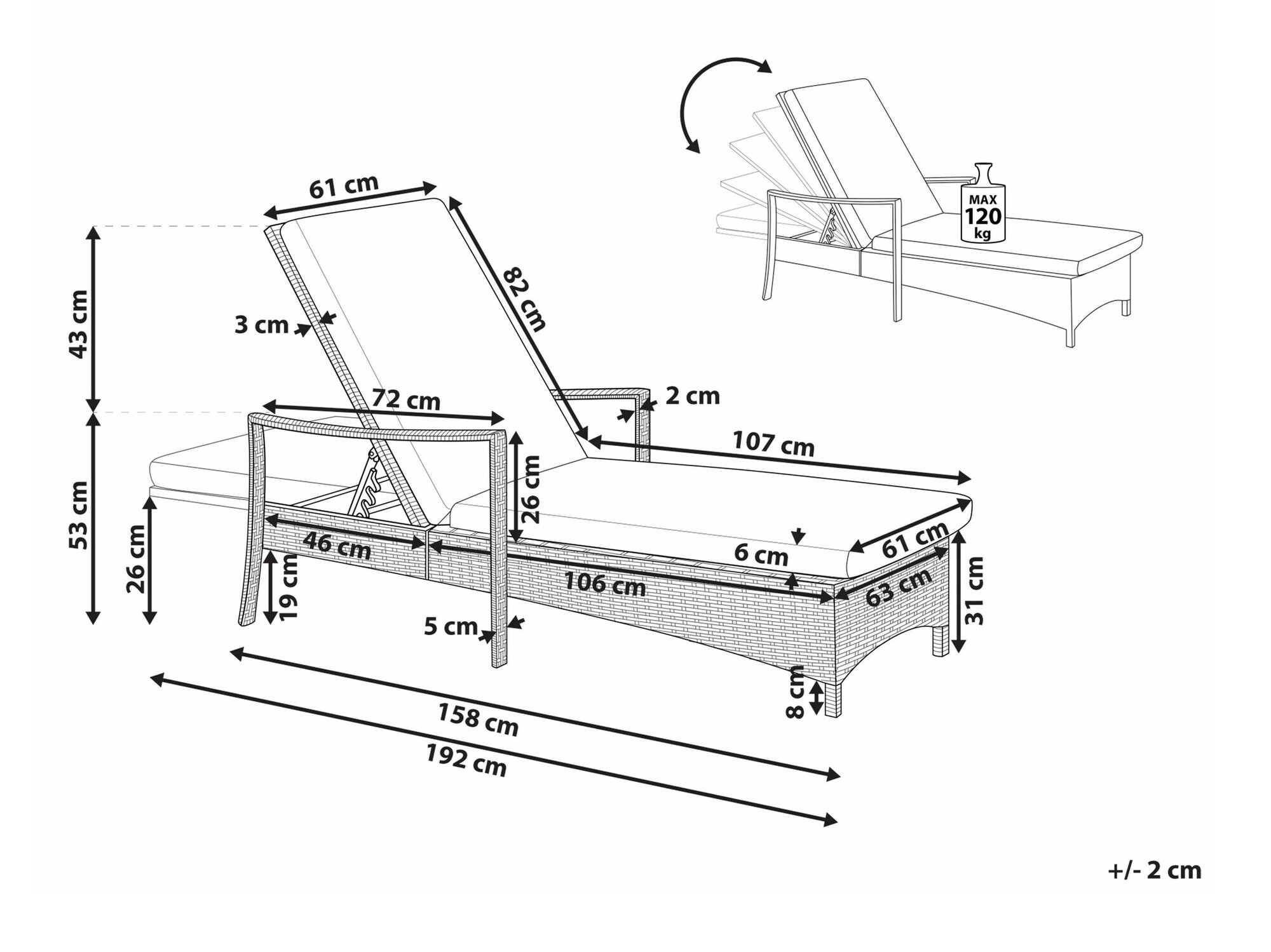 Vrtna ležaljka Berwyn 1911 (Bijela)