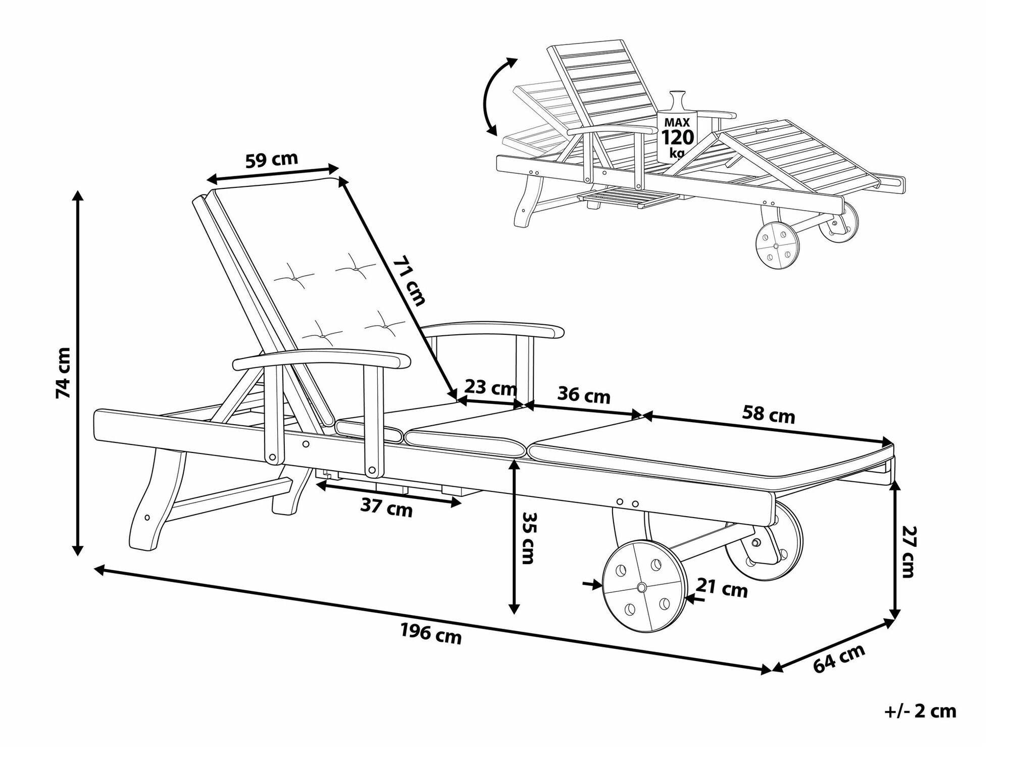 Vrtna ležaljka Berwyn 1916 (Plava + Bež)