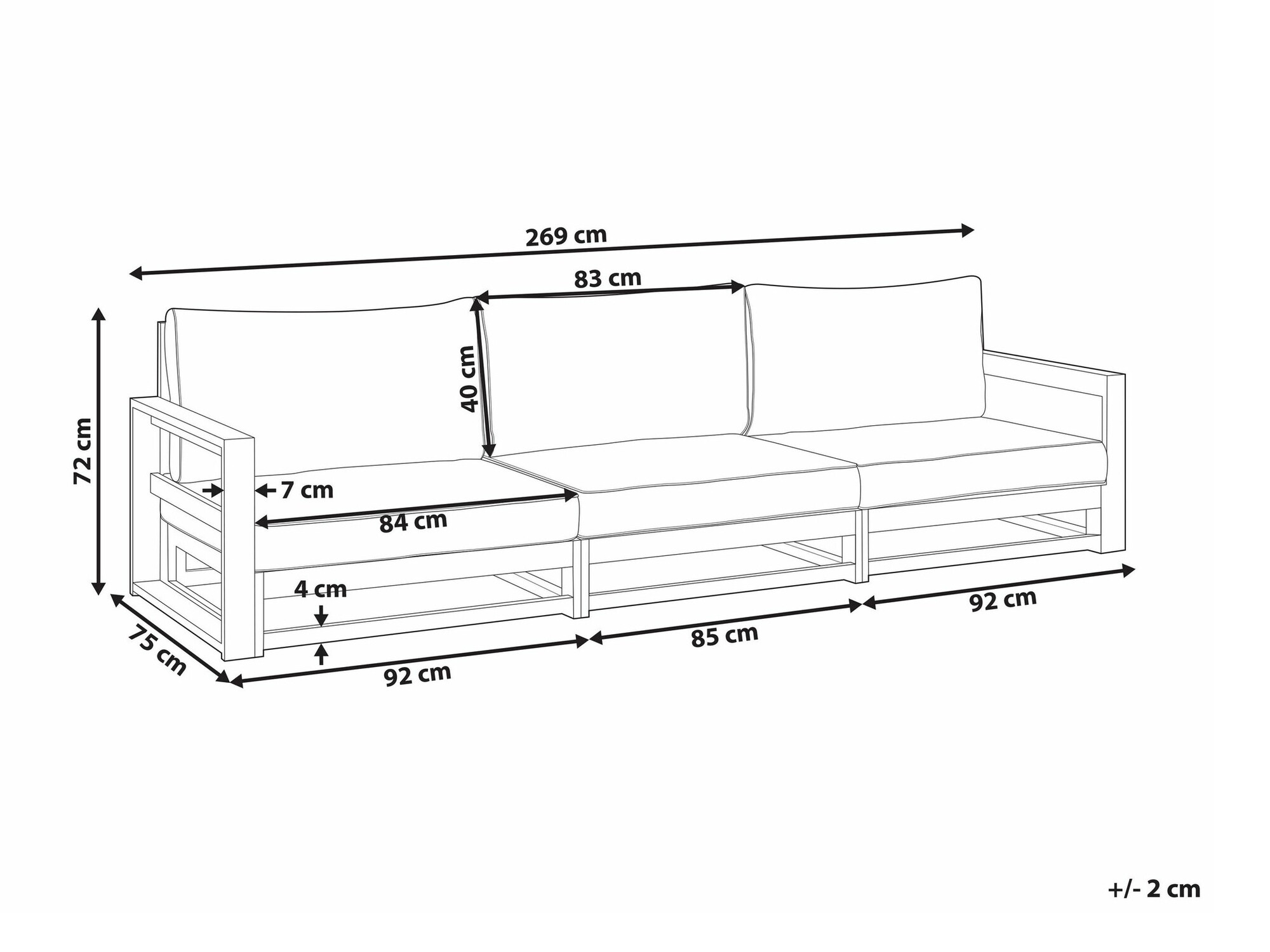 Vrtna sofa Berwyn 1920 (Svijetlo drvo)