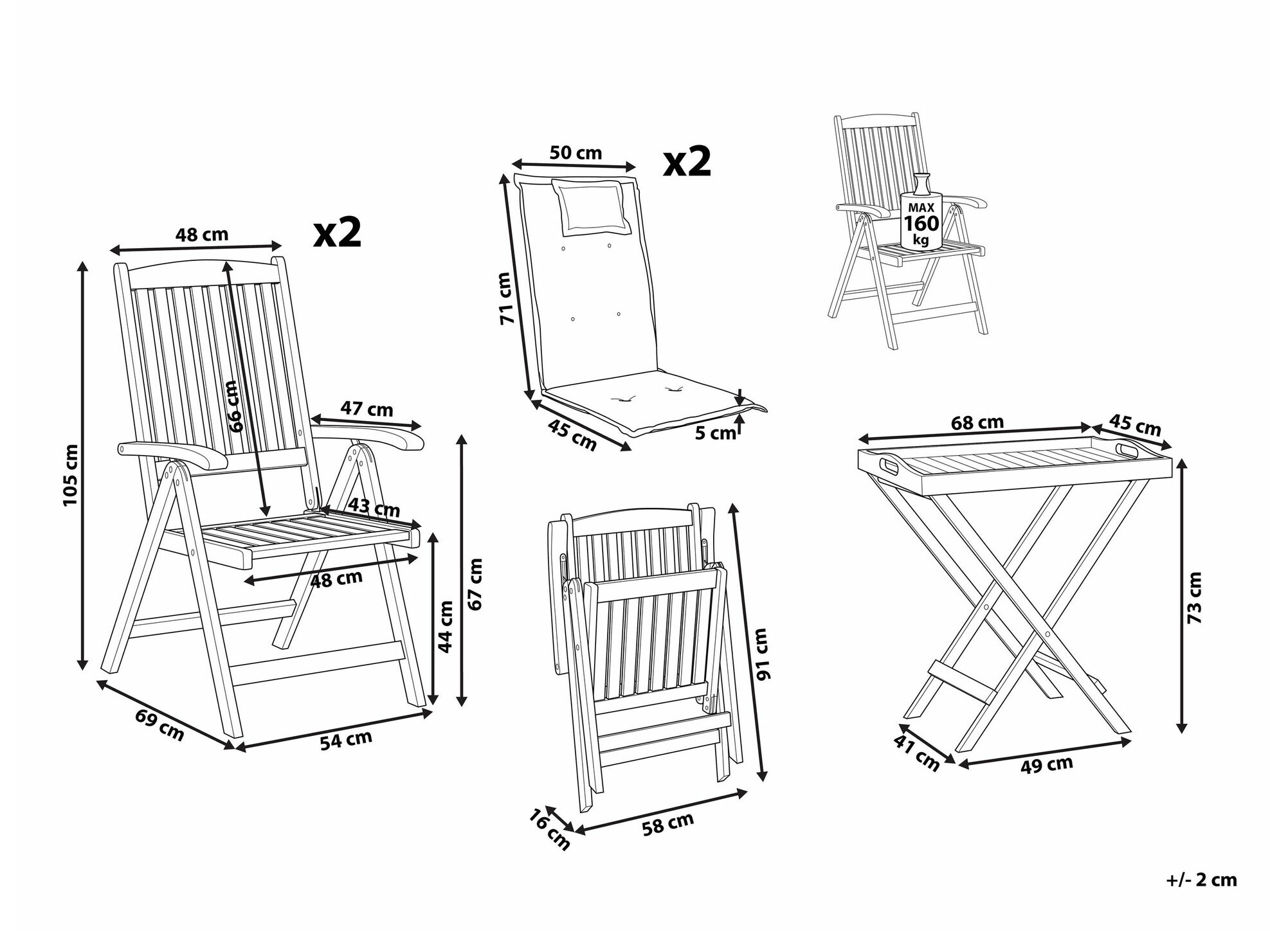 Balkonska garnitura Berwyn 1952 (Crvena)