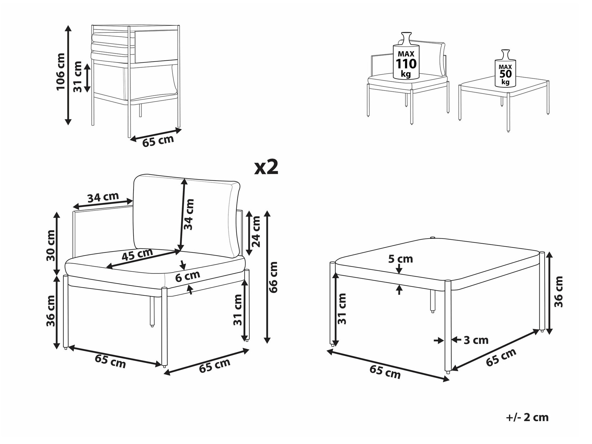 Set vrtnog namještaja Berwyn 1946 (Narančasta)