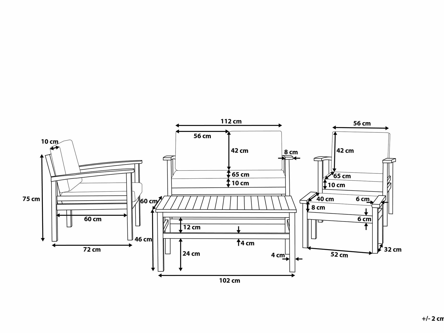 Set vrtnog namještaja Berwyn 1955 (Taupe + Tamno drvo)