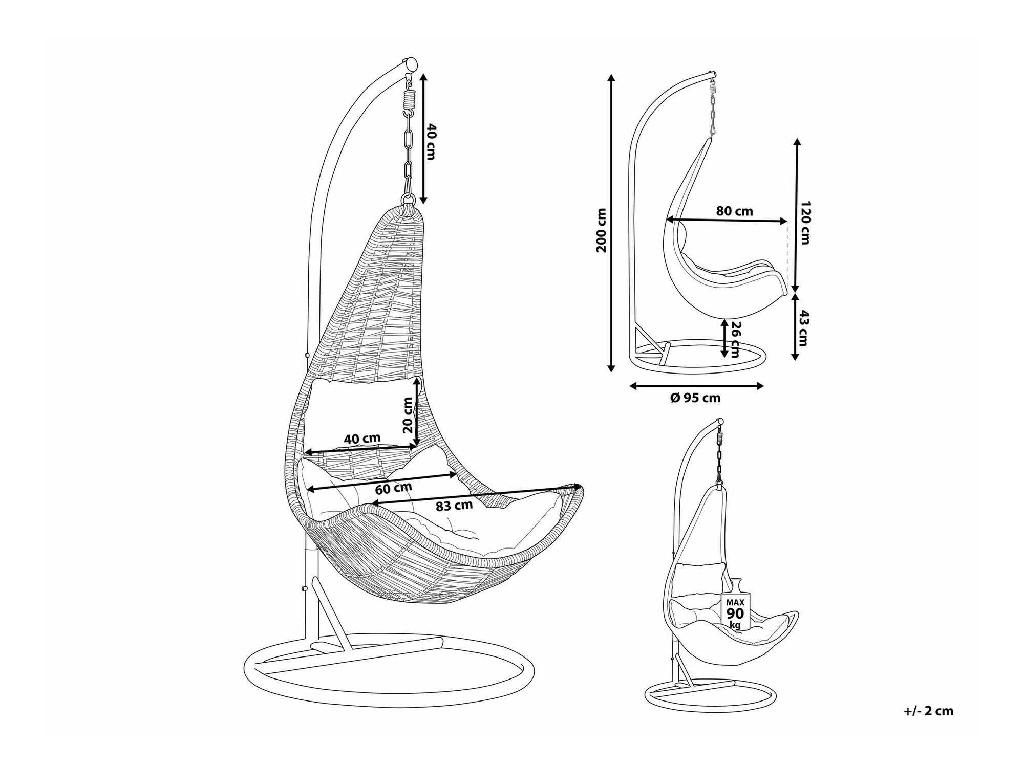 Viseća stolica Berwyn 1944 (Siva)