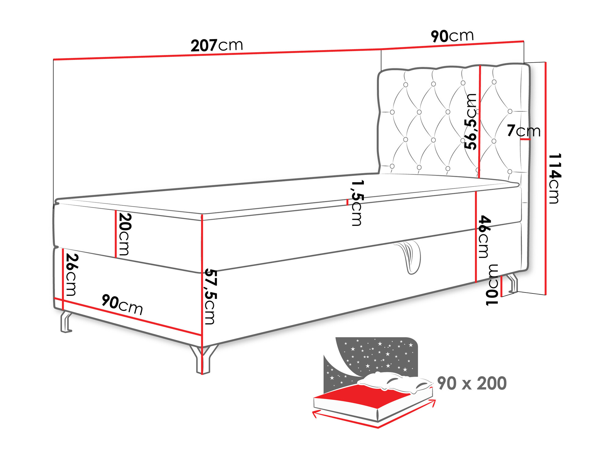 Boxspring krevet Memphis 142 (Manila 14)