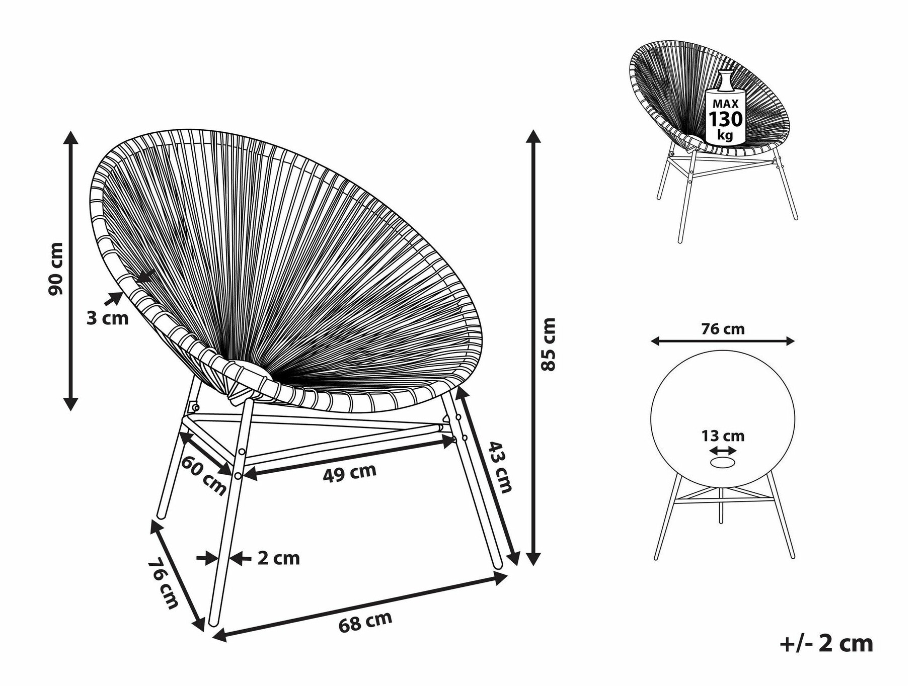 Vrtna stolica Berwyn 1961 (Bijela + Ružičasta + Taupe)