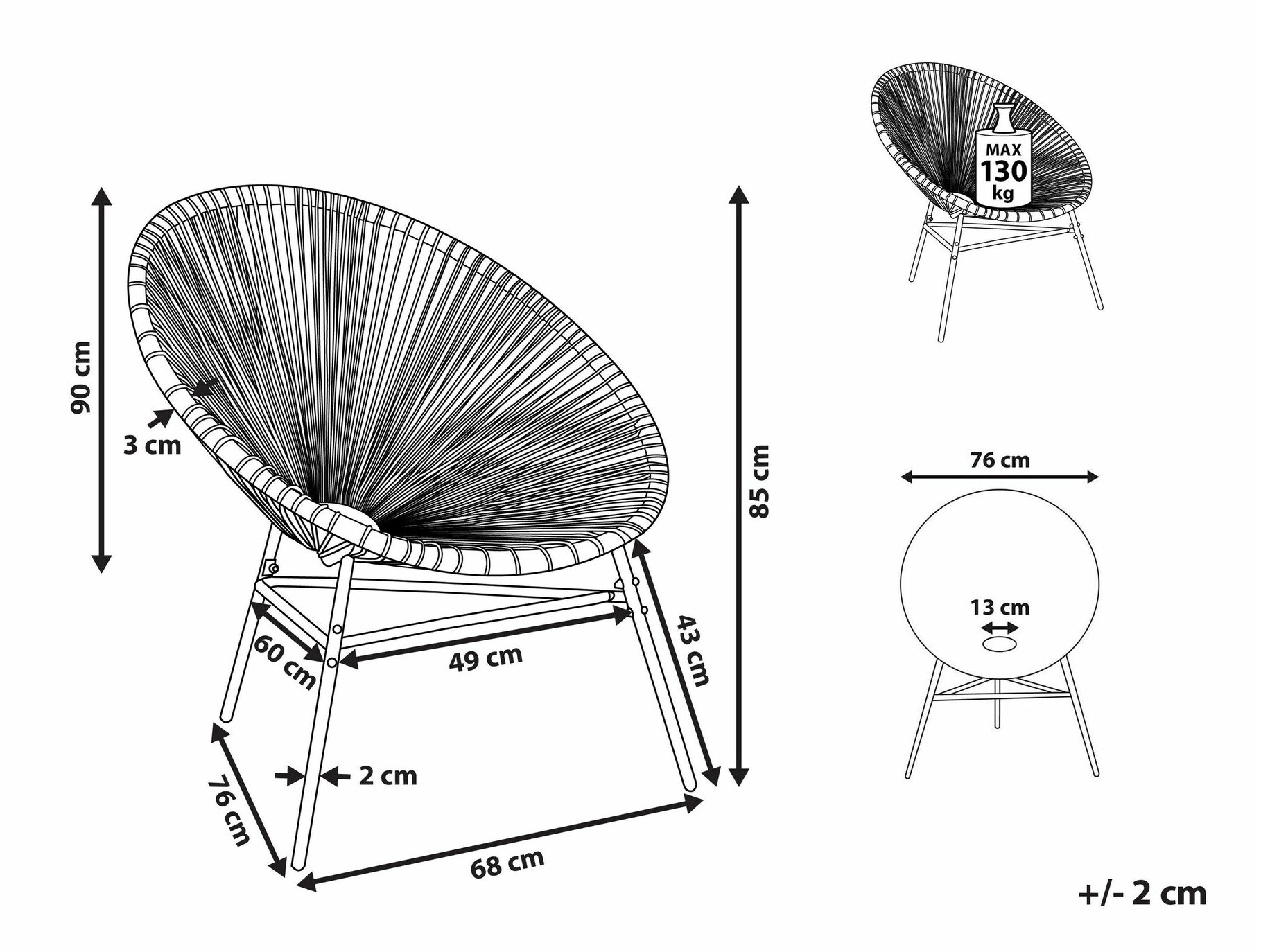 Vrtna stolica Berwyn 1961 (Plava + Ružičasta)