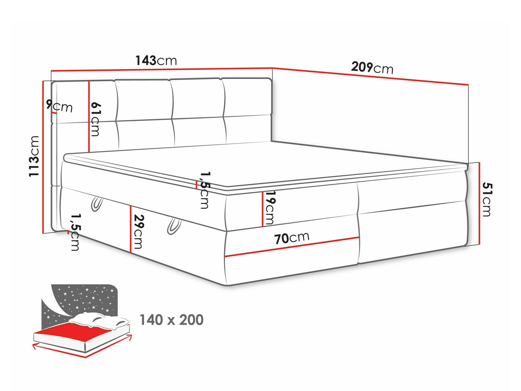 Boxspring krevet ComfiDream Nivina (Curio 02)