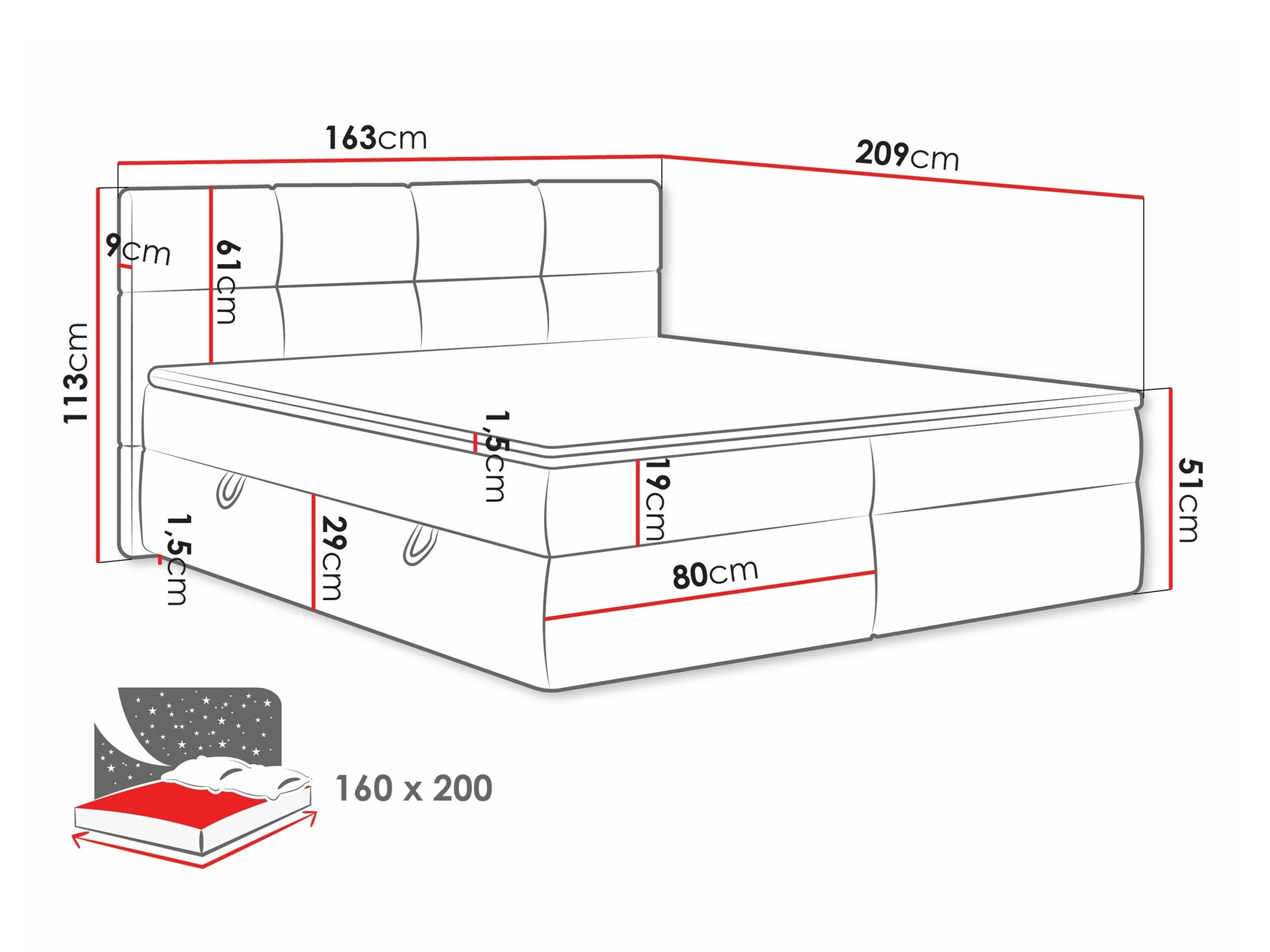 Boxspring krevet ComfiDream Nivina (Curio 11)