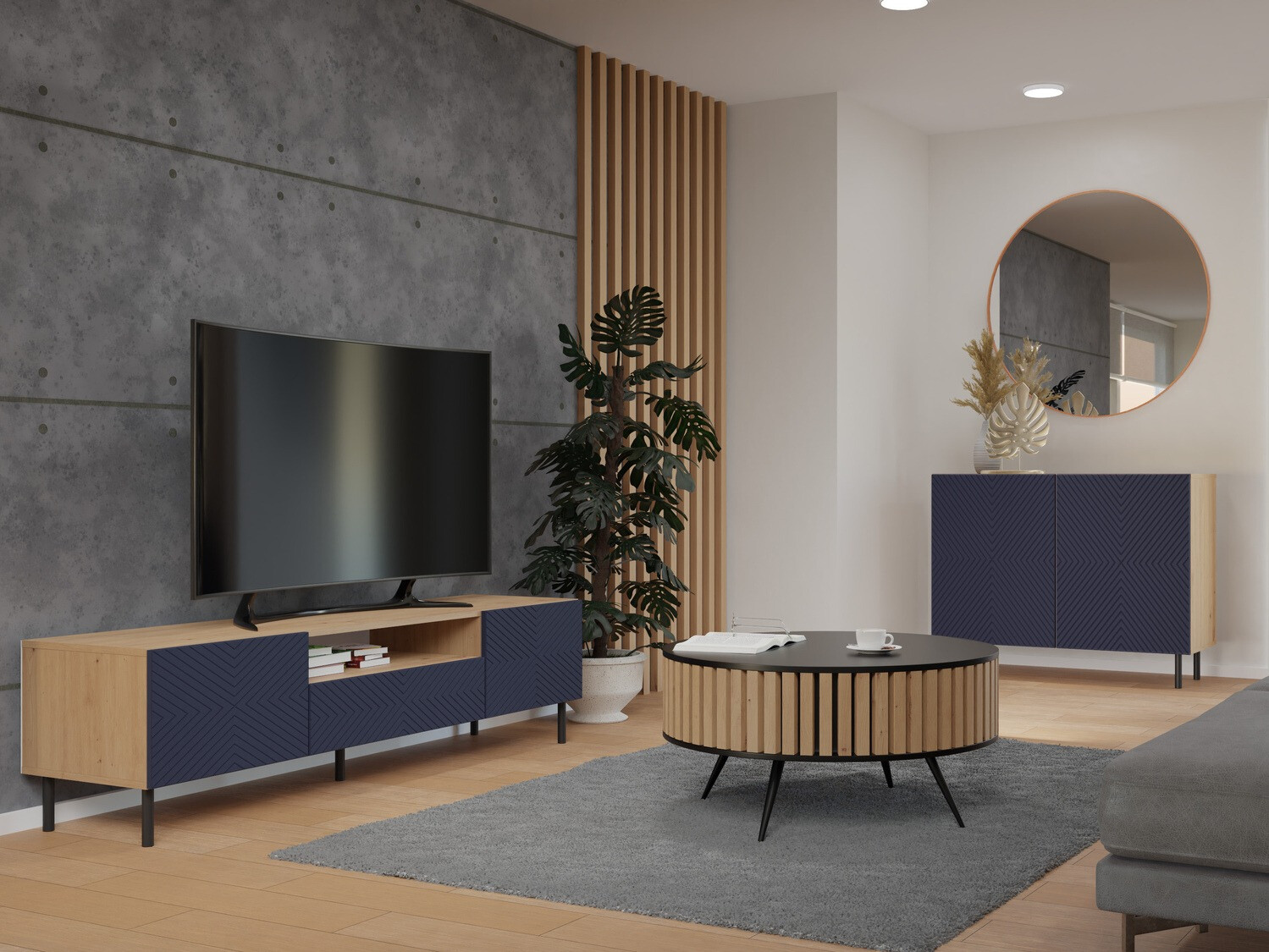 Ormarić Romseru 101 (Plava + Hrast Artisan)