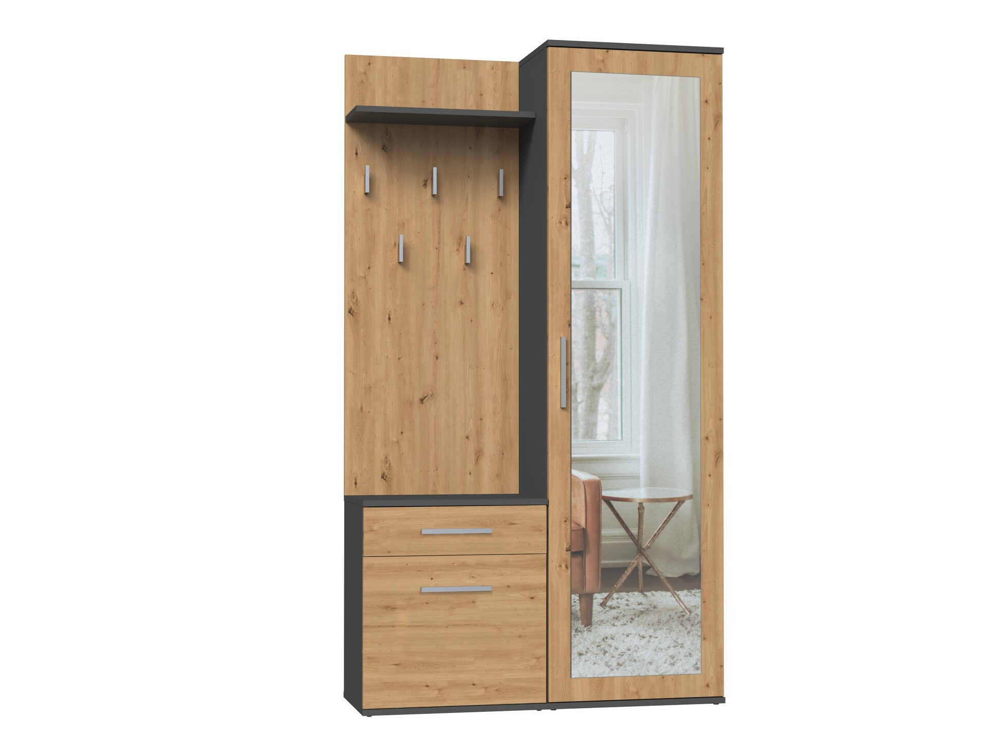 Set za hodnik Mandeville 126 (Hrast Artisan + Antracit)