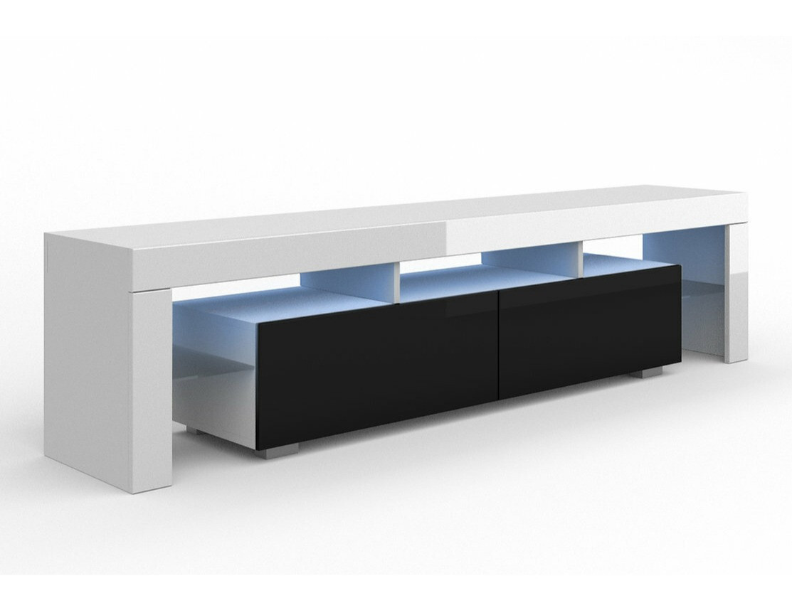 TV stol Buffalo 169 (Bijela + Sjajno crna)