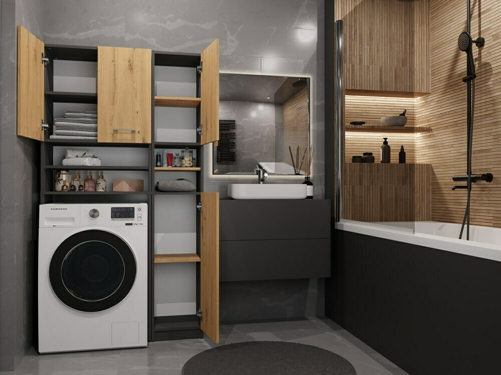 Kupaonska polica Mandeville 128 (Hrast Artisan)