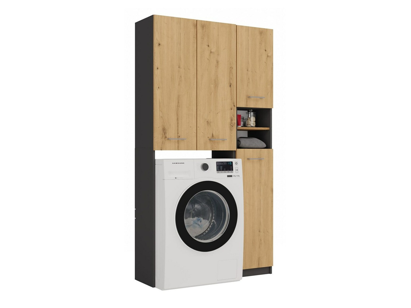 Kupaonska polica Mandeville 130 (Antracit + Hrast Artisan)