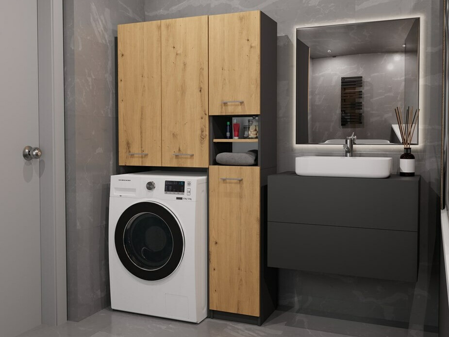 Kupaonska polica Mandeville 130 (Antracit + Hrast Artisan)