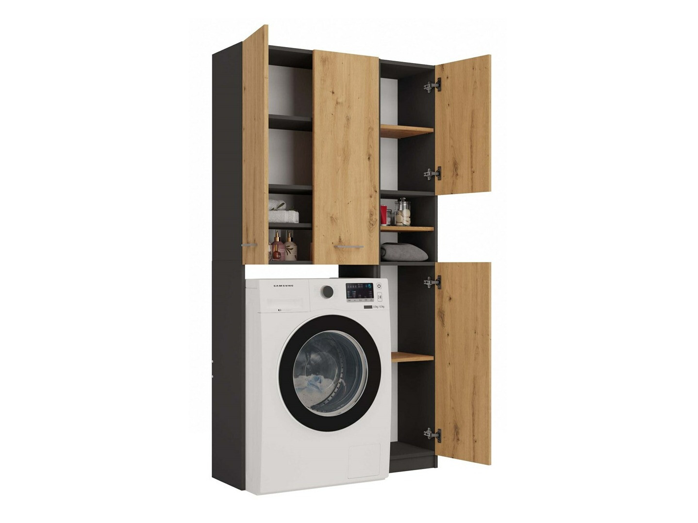 Kupaonska polica Mandeville 130 (Antracit + Hrast Artisan)