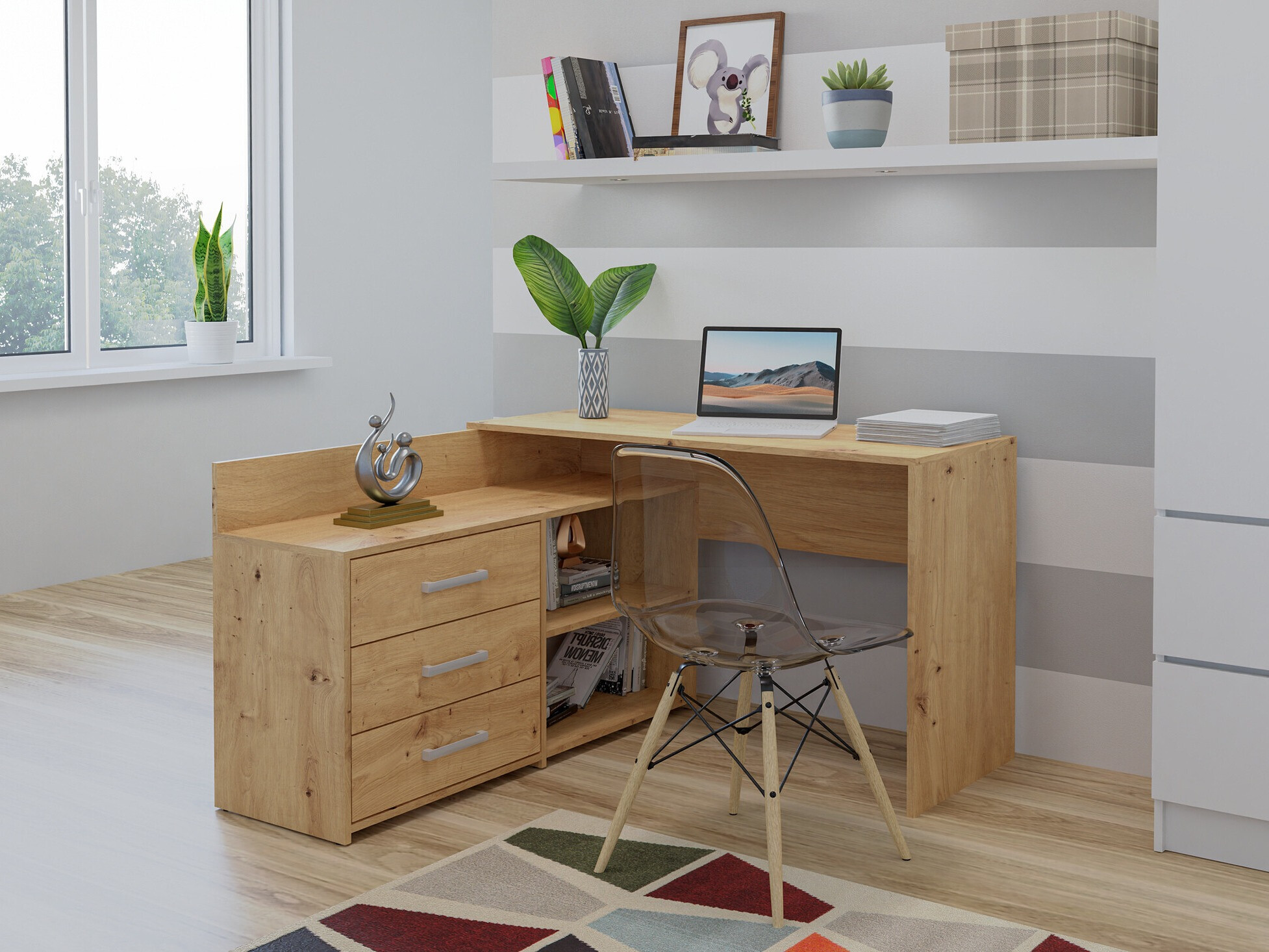 Kutni uredski stol Mandeville 131 (Hrast Artisan)