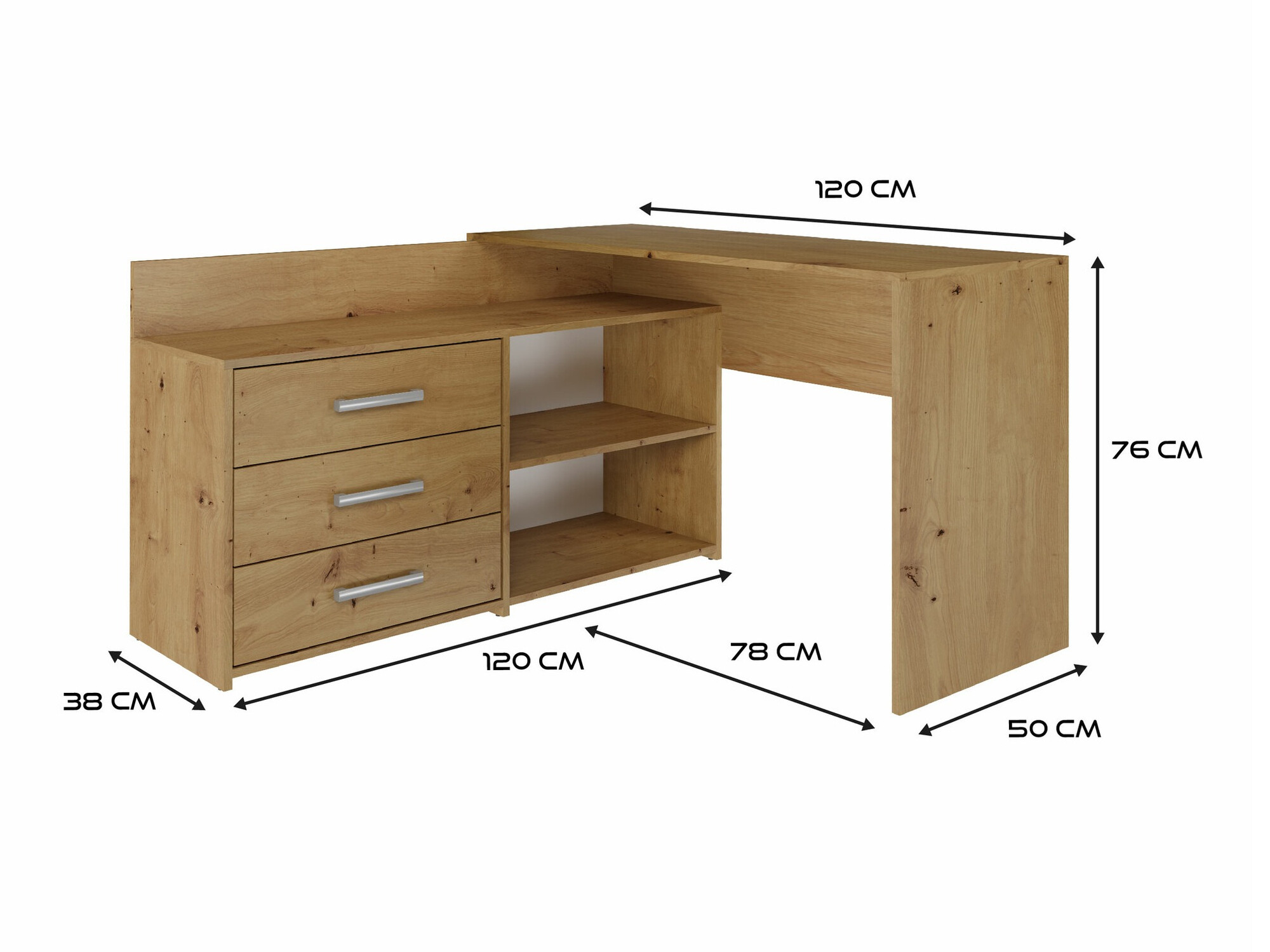 Kutni uredski stol Mandeville 131 (Hrast Artisan)