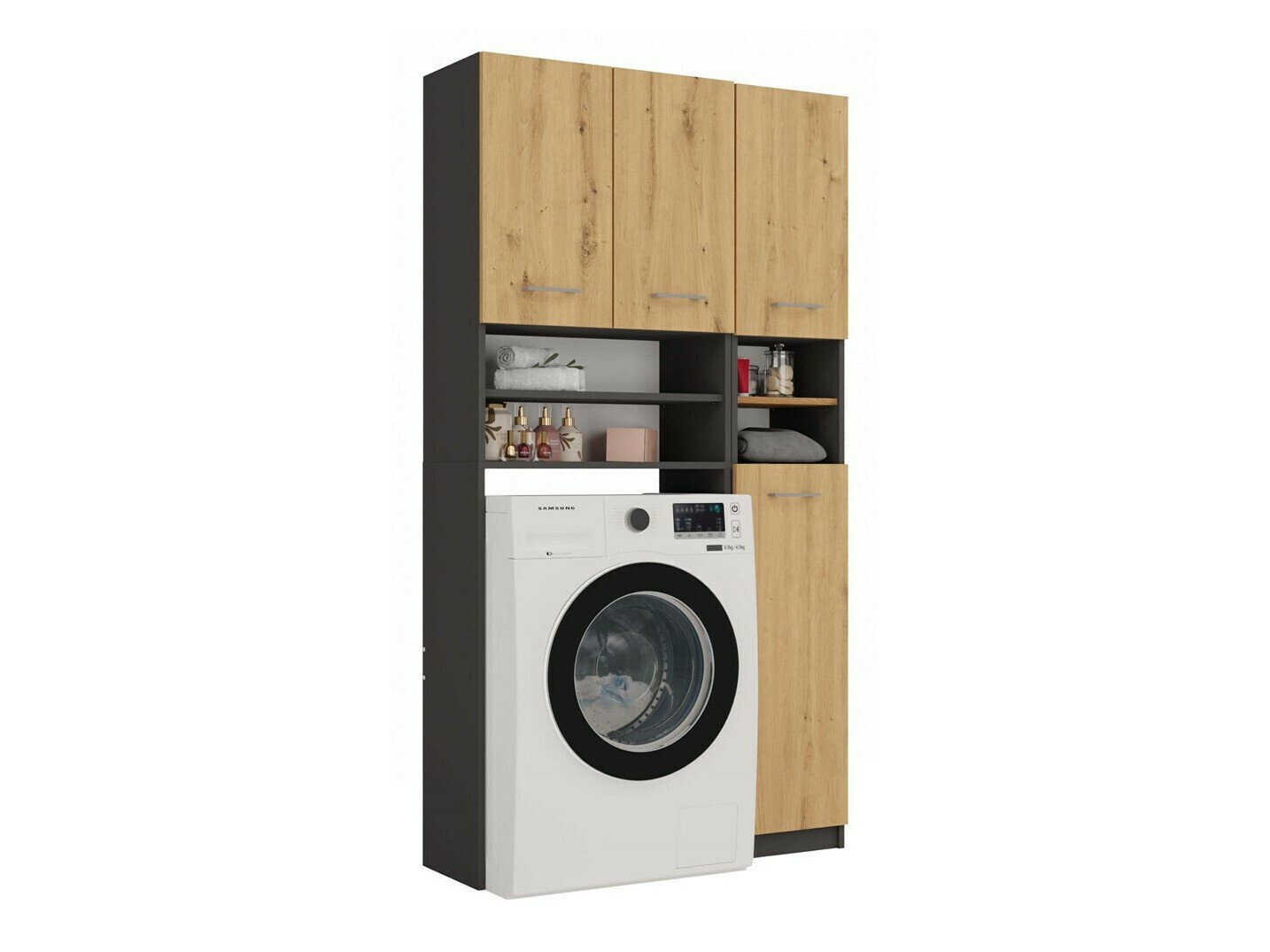 Kupaonska polica Mandeville 128 (Antracit + Hrast Artisan)