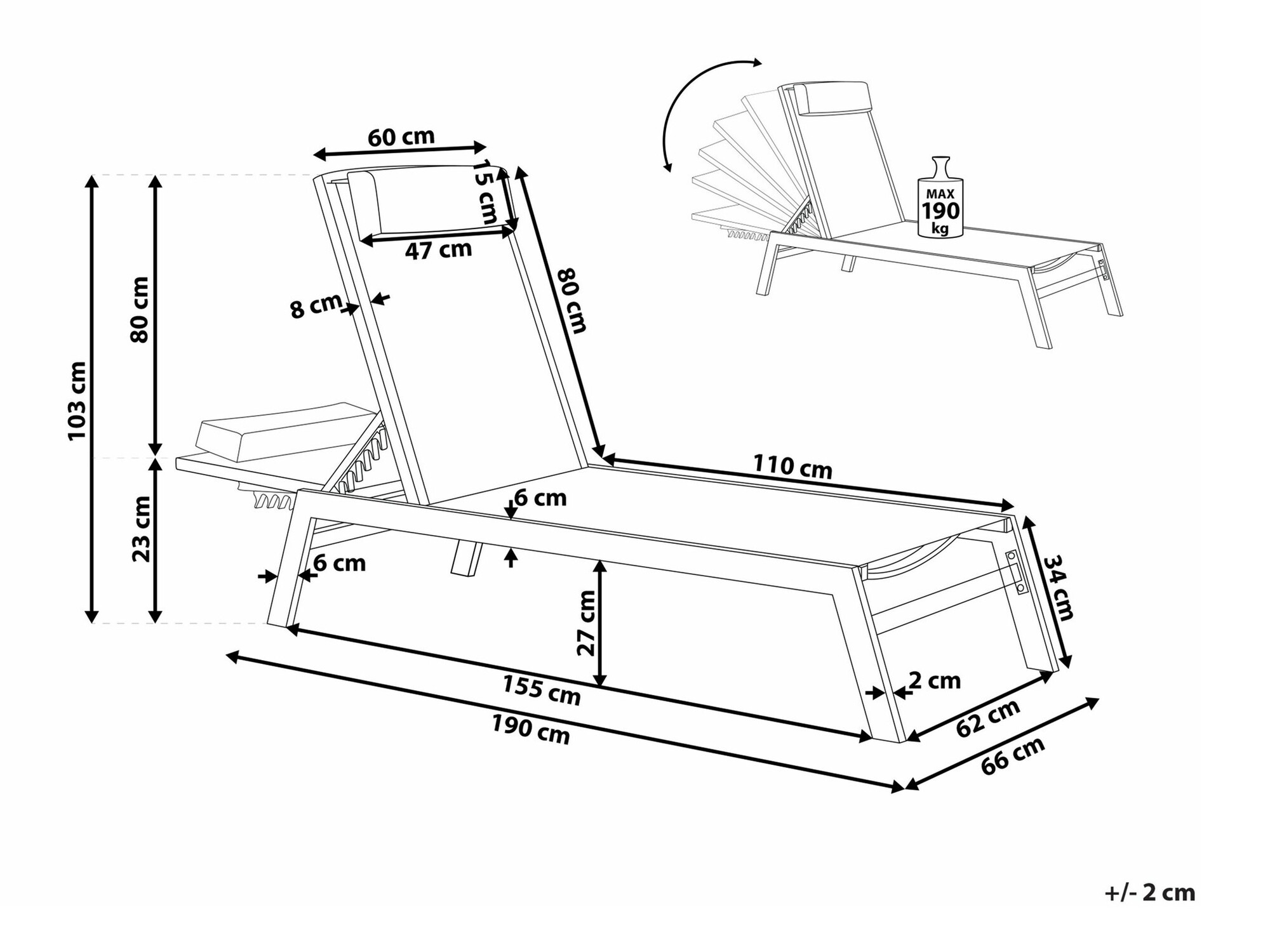 Vrtna ležaljka Berwyn 1971 (Bijela)