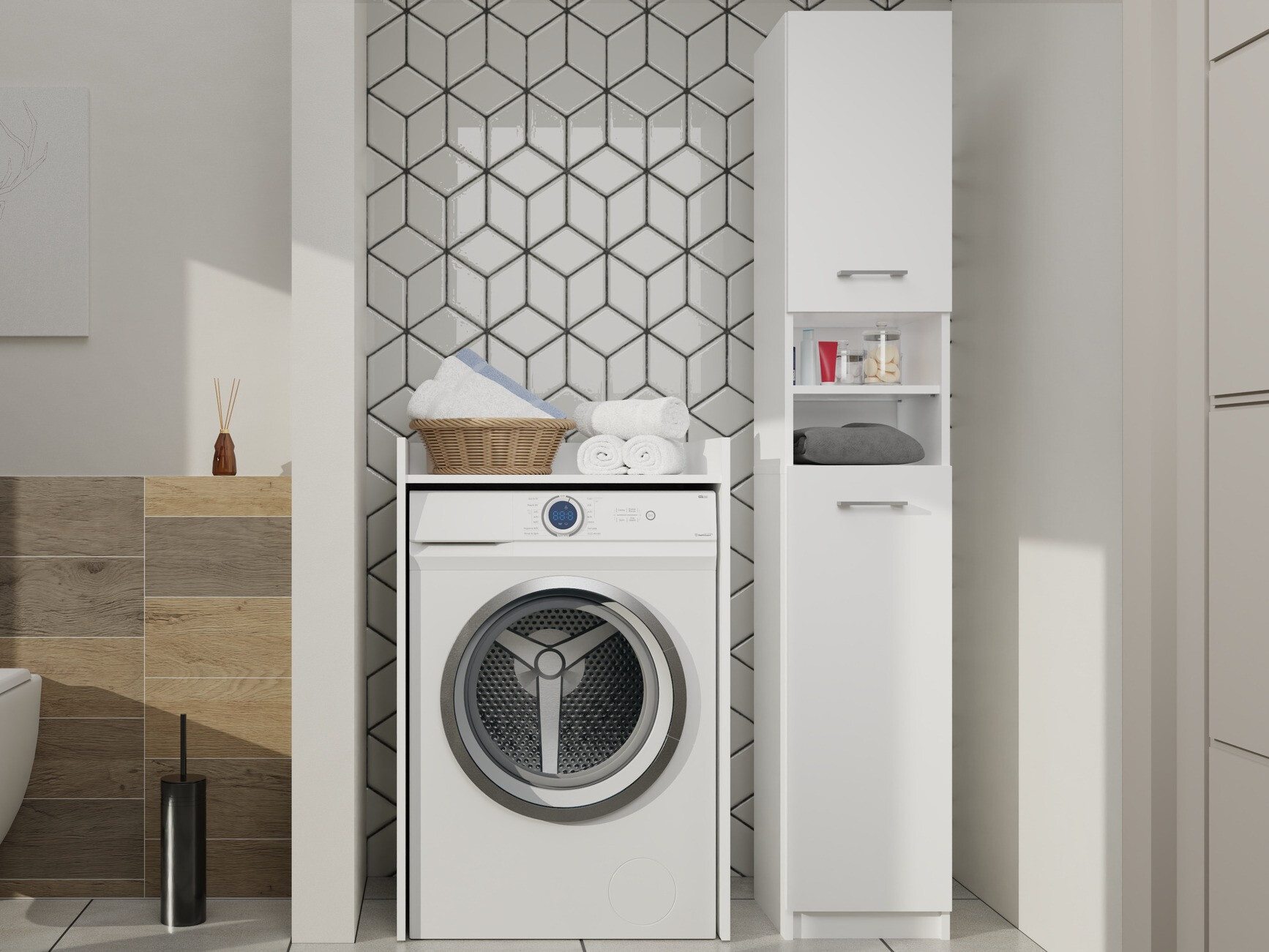 Samostojeći kupaonski ormarić Mandeville 152 (Bijela)