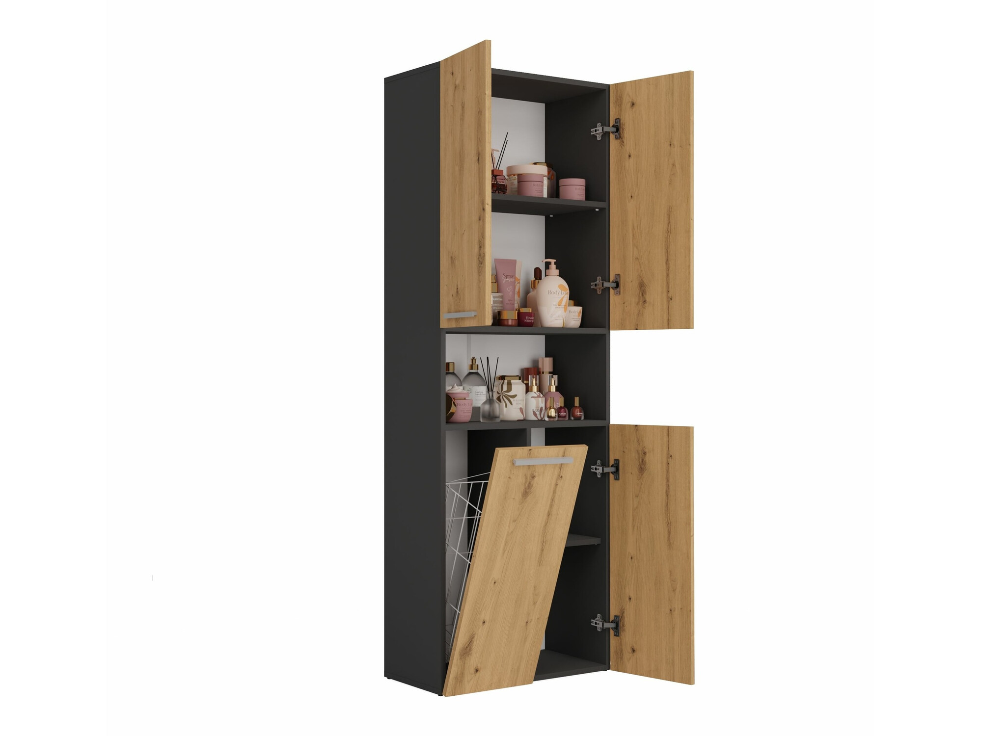 Samostojeći kupaonski ormarić Nolmaru 101 (Antracit + Hrast Artisan)