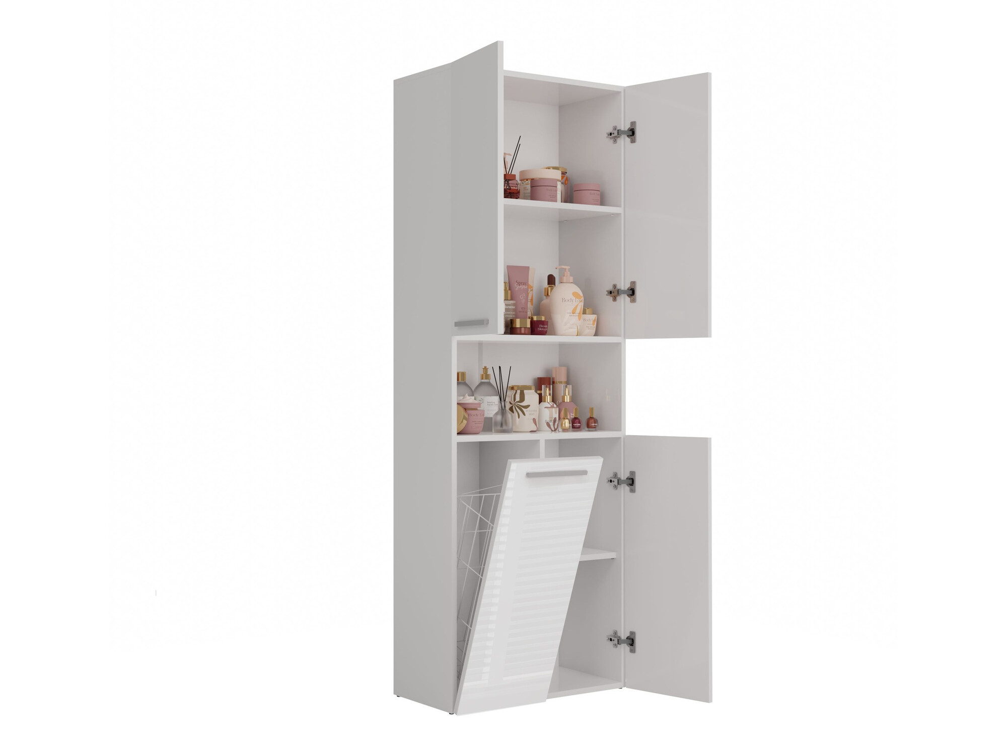 Samostojeći kupaonski ormarić Nolmaru 101 (Bijela + Sjajno bijela)