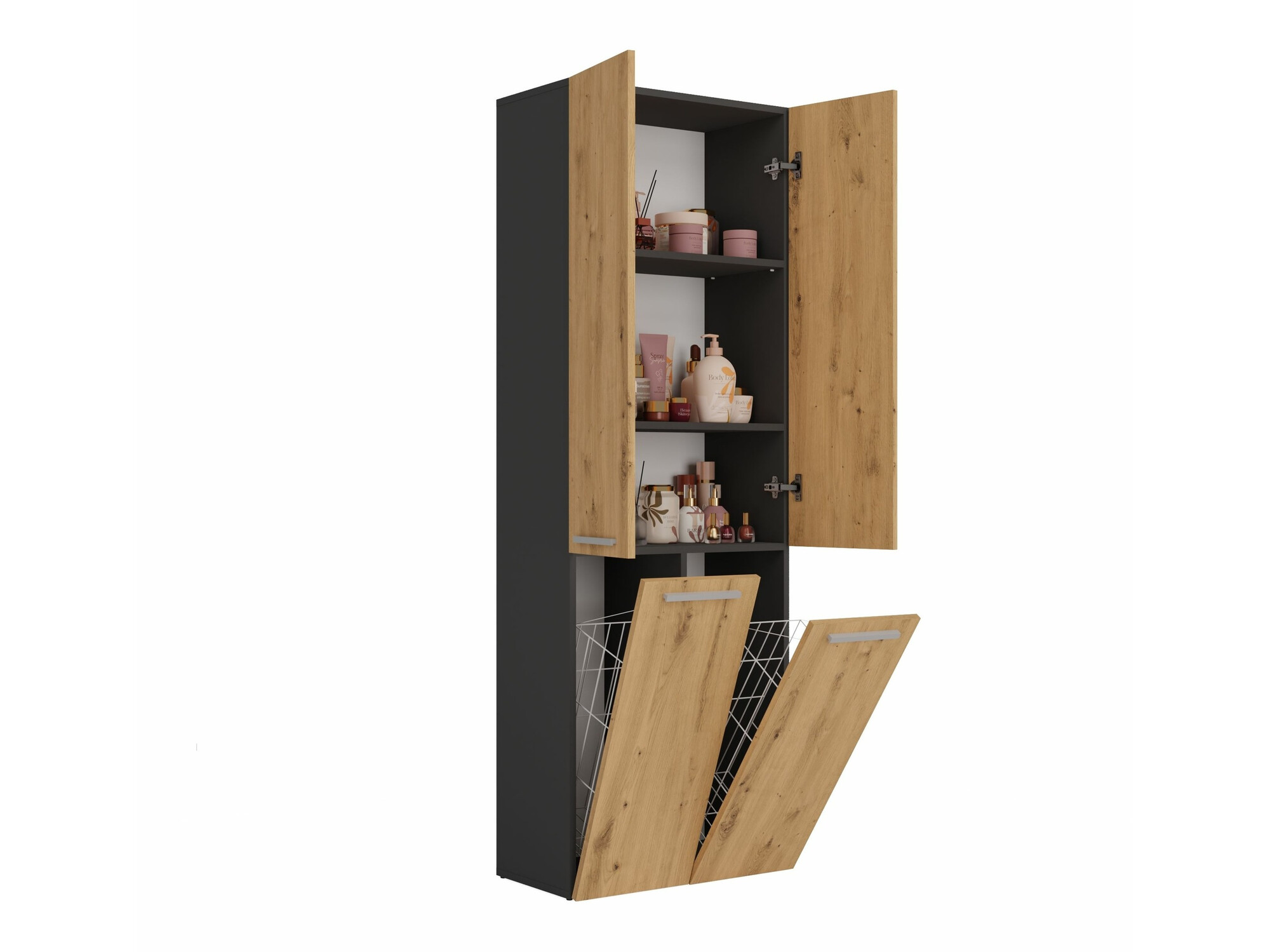 Samostojeći kupaonski ormarić Nolmaru 102 (Antracit + Hrast Artisan)