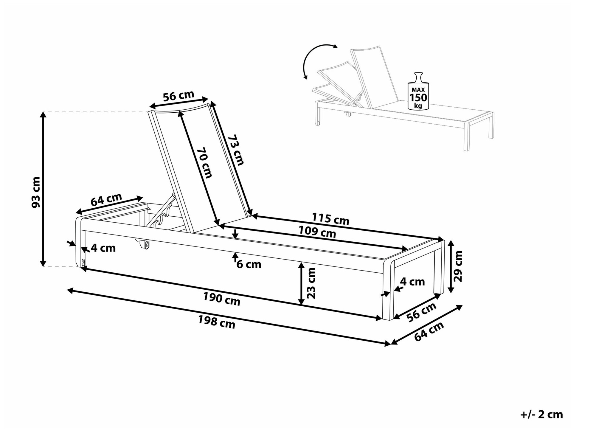Vrtna ležaljka Berwyn 1972 (Crna)