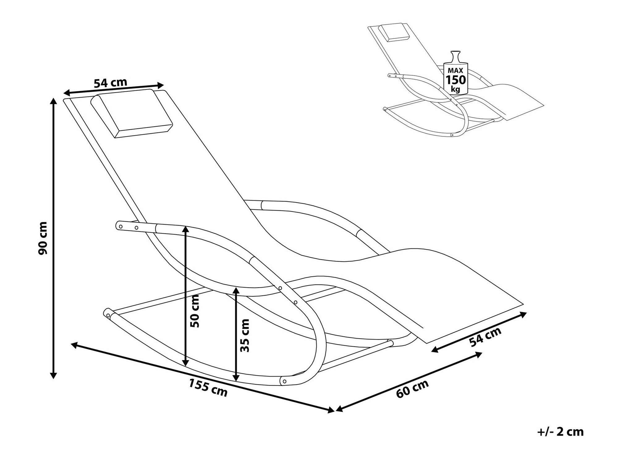 Vrtna ležaljka Berwyn 1973 (Crna)