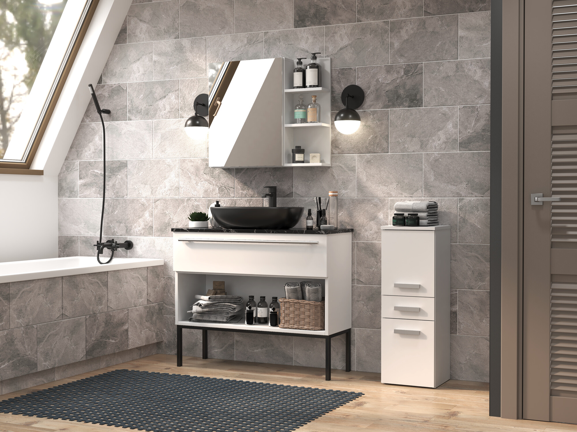 Samostojeći kupaonski ormarić Nolmaru 108 (Bijela)